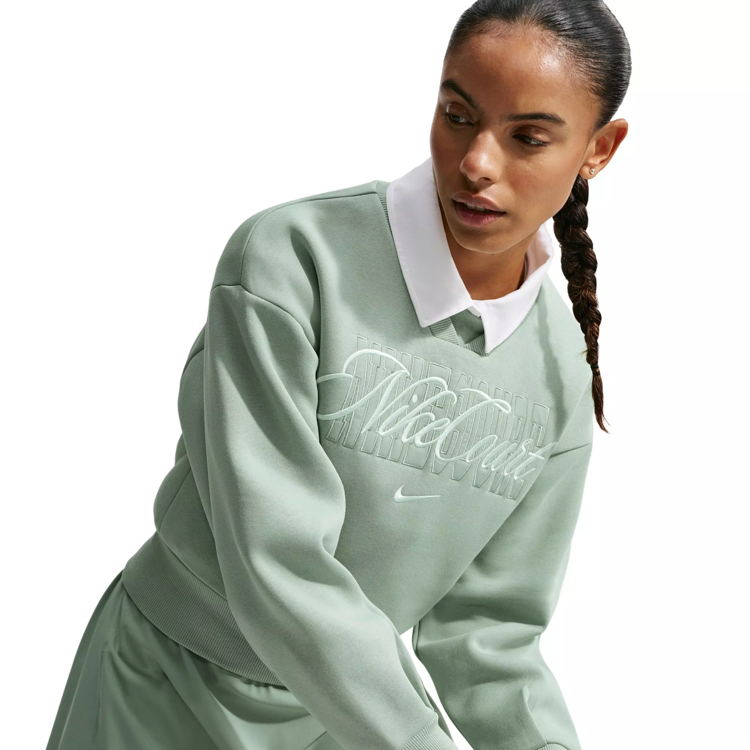 Nike Women's Court Collection Crew-Neck Tennis Top - Steam Green - STEAM GREEN