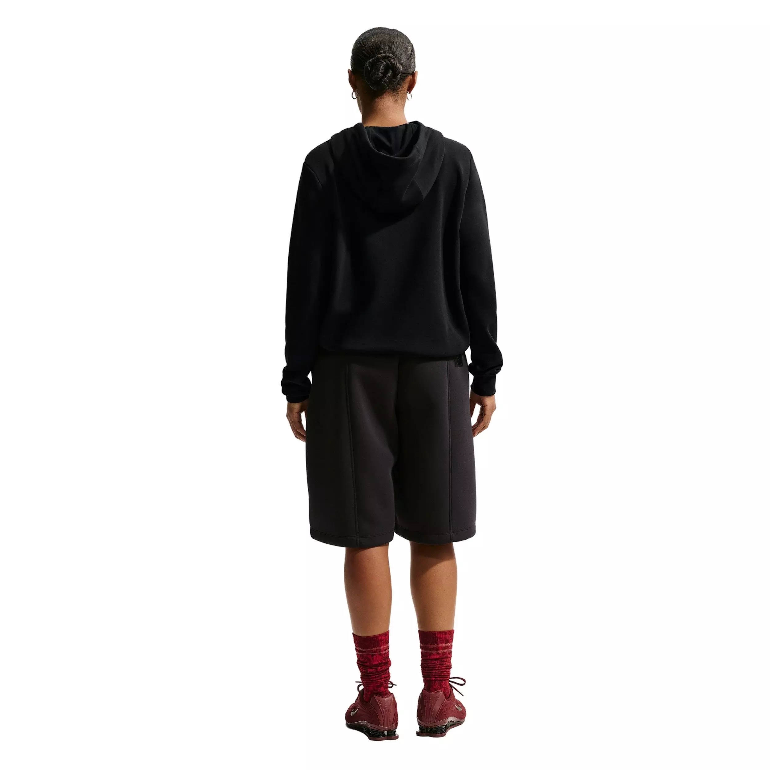 Nike Women's Sportswear Club Fleece Graphic Pullover Hoodie - Black/White - BLACK/WHITE