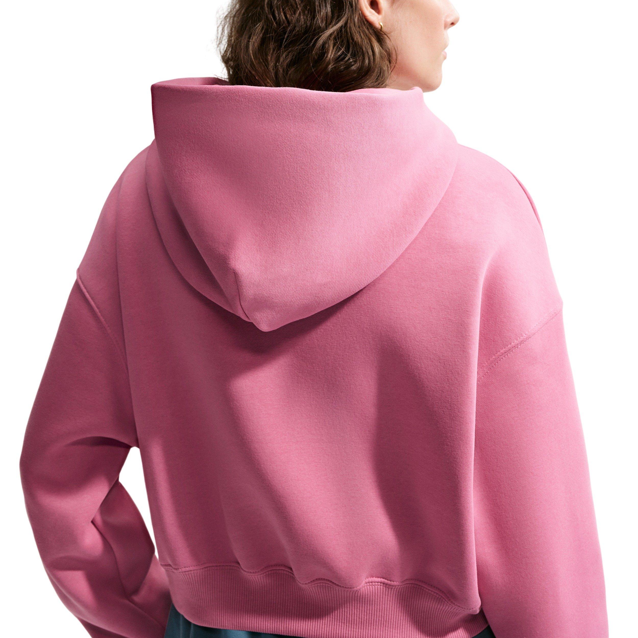 Nike Women's Sportswear Phoenix Fleece Oversized Cropped Henley Hoodie - PINK Thumbnail View 2