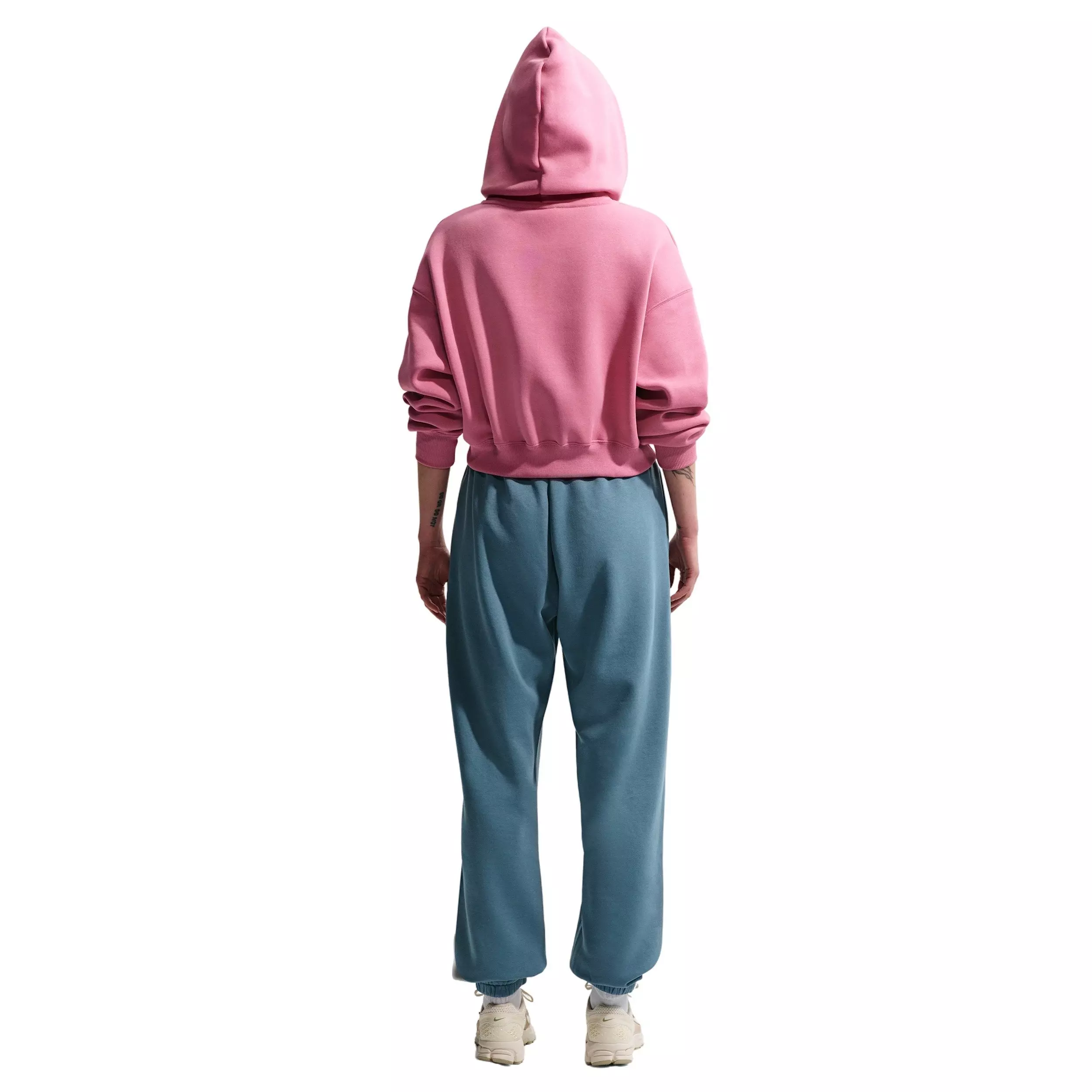 Nike Women's Sportswear Phoenix Fleece Oversized Cropped Henley Hoodie - PINK