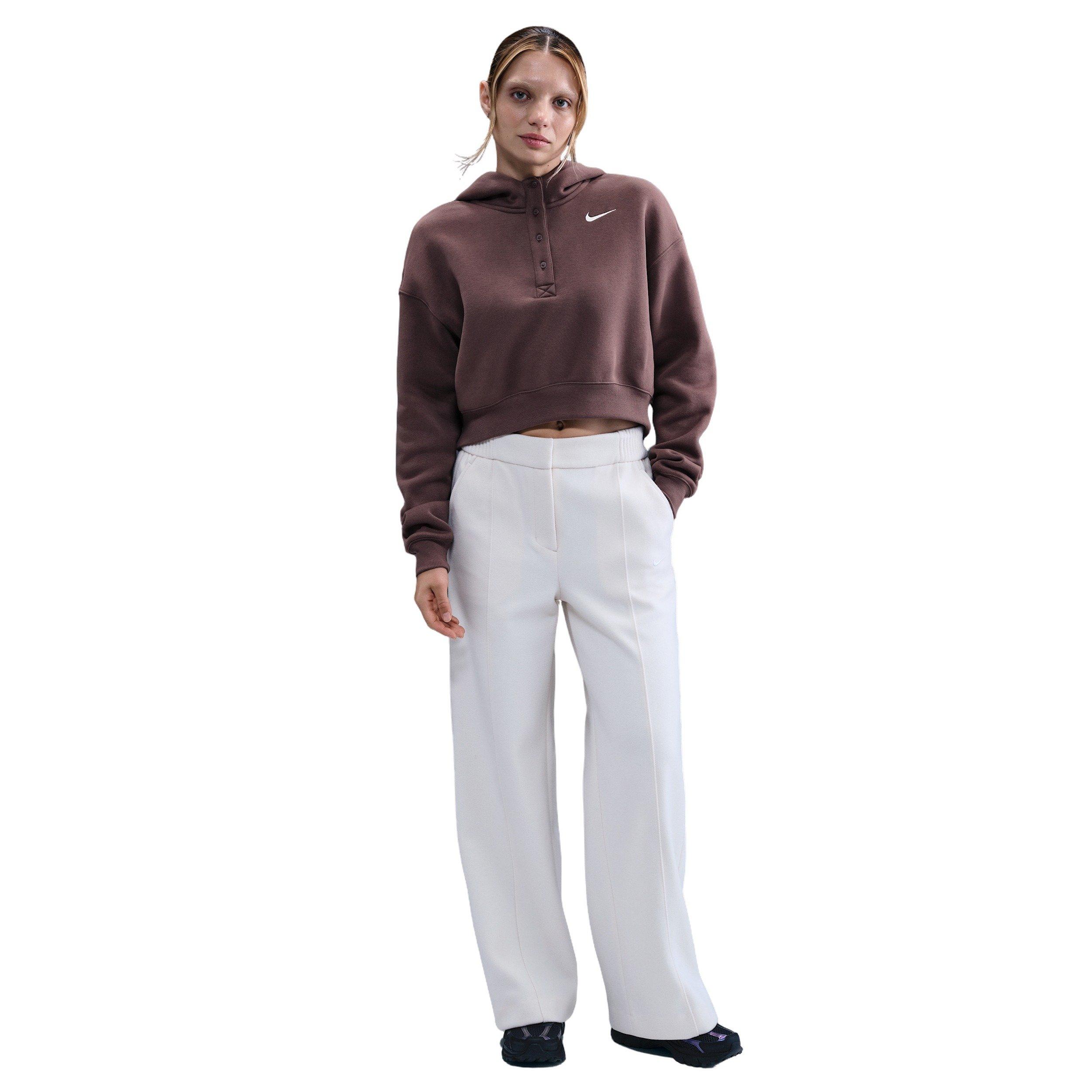 Nike Women's Sportswear Phoenix Fleece Oversized Cropped Henley Hoodie - PURPLE Thumbnail View 4