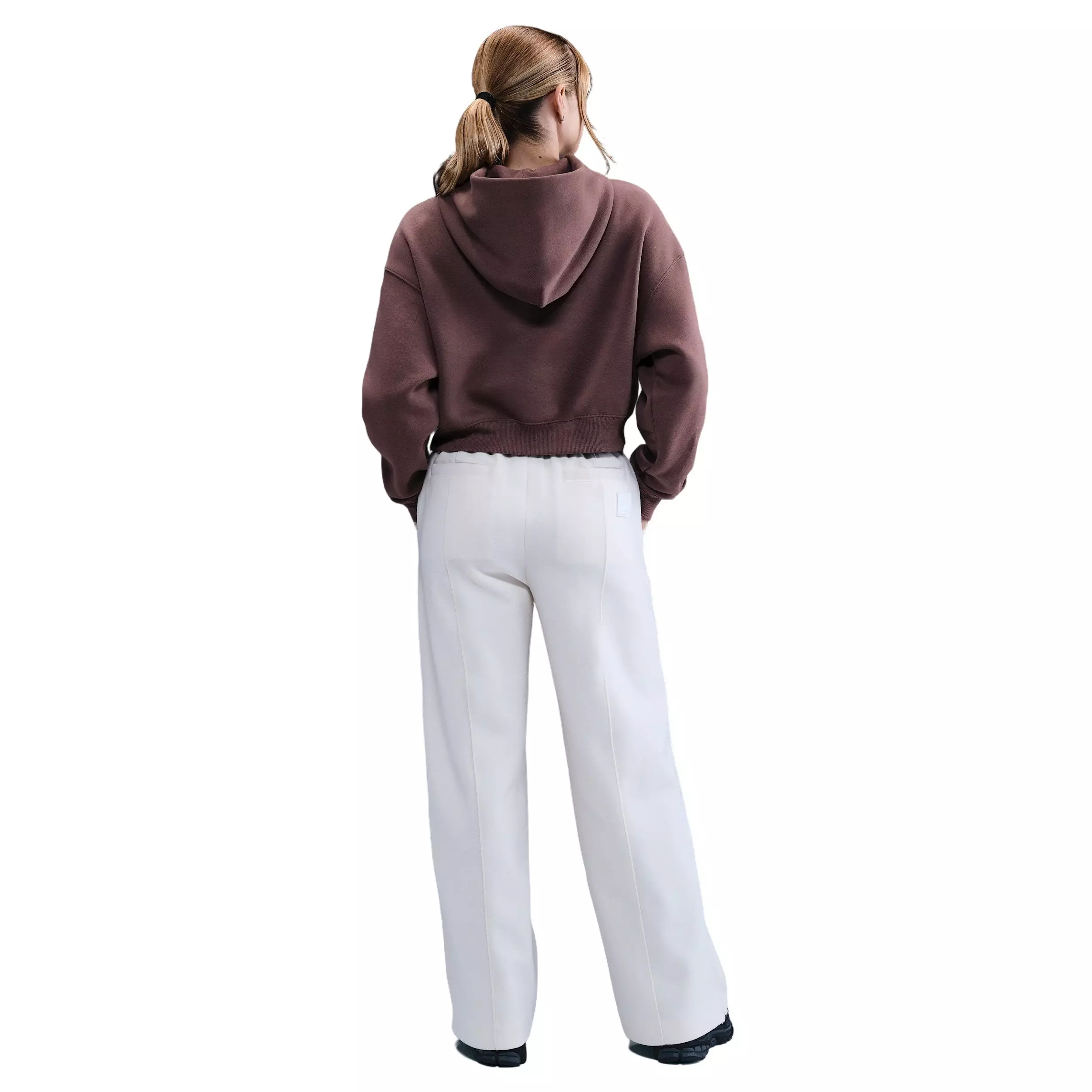 Nike Women's Sportswear Phoenix Fleece Oversized Cropped Henley Hoodie - PURPLE