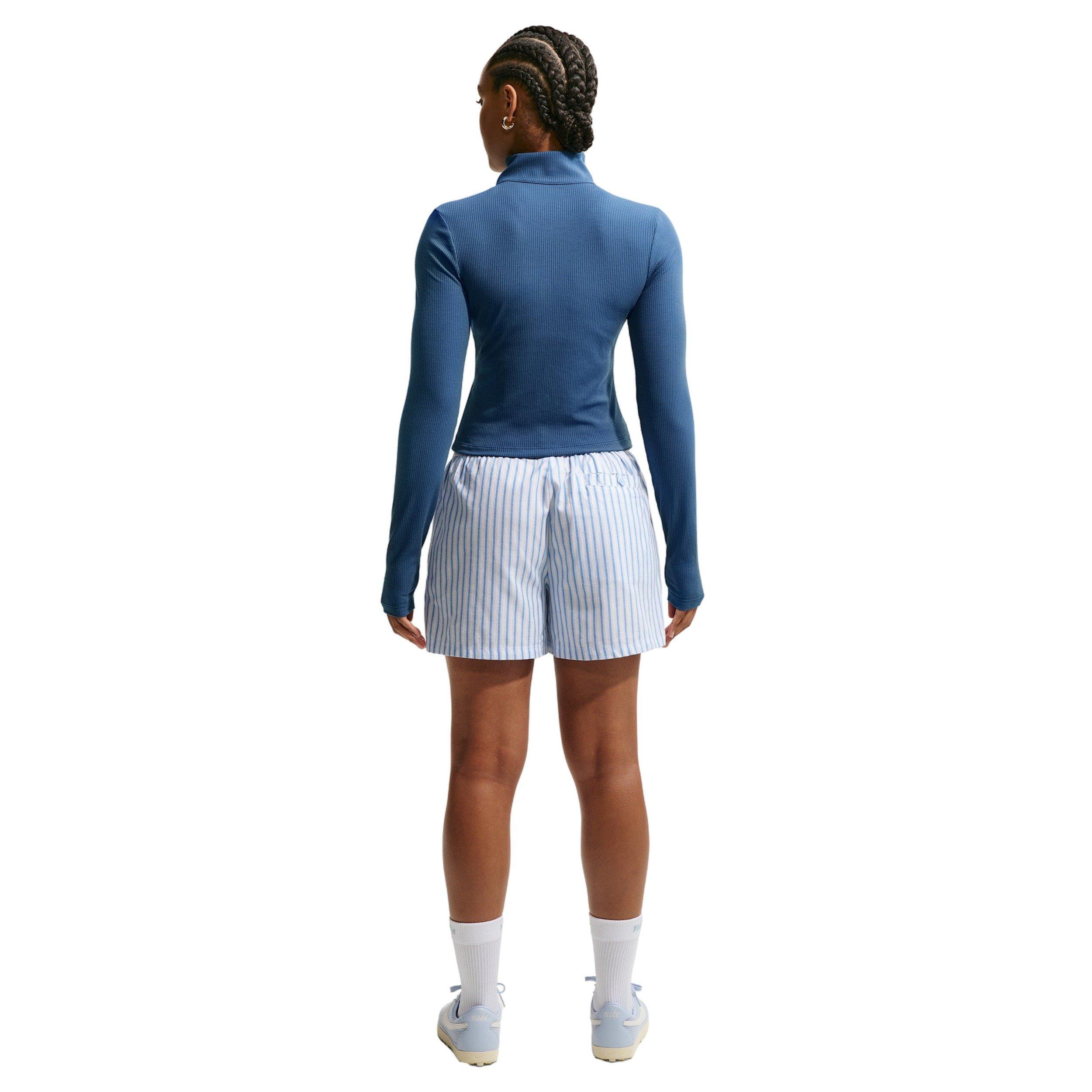 Nike Women's Sportswear Chill Knit Tight 1/4 Zip Long Sleeve Ribbed Top - NAVY Thumbnail View 2