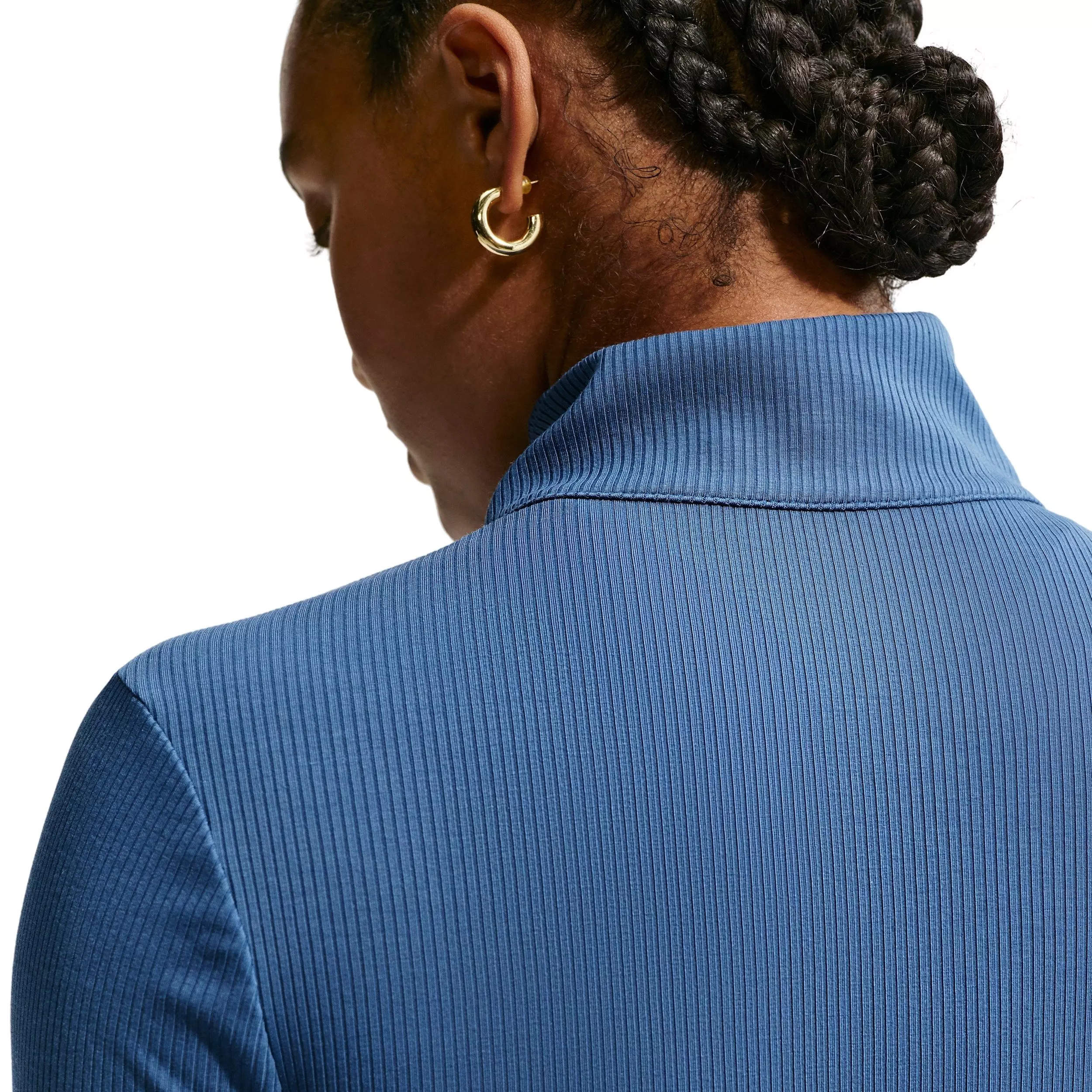 Nike Women's Sportswear Chill Knit Tight 1/4 Zip Long Sleeve Ribbed Top - NAVY