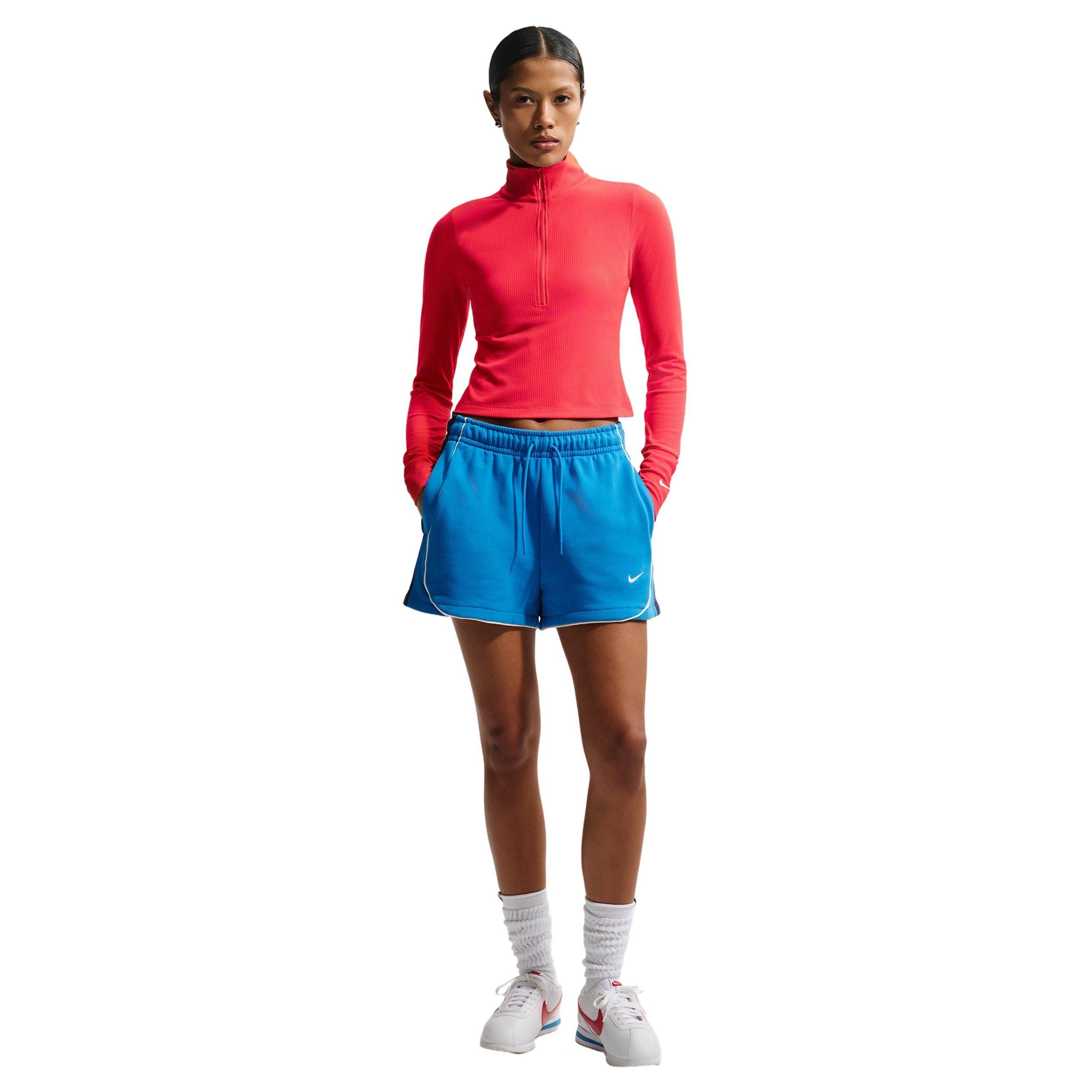 Nike Women's Sportswear Chill Knit Tight 1/4 Zip Long Sleeve Ribbed Top - CRIMSON Thumbnail View 1