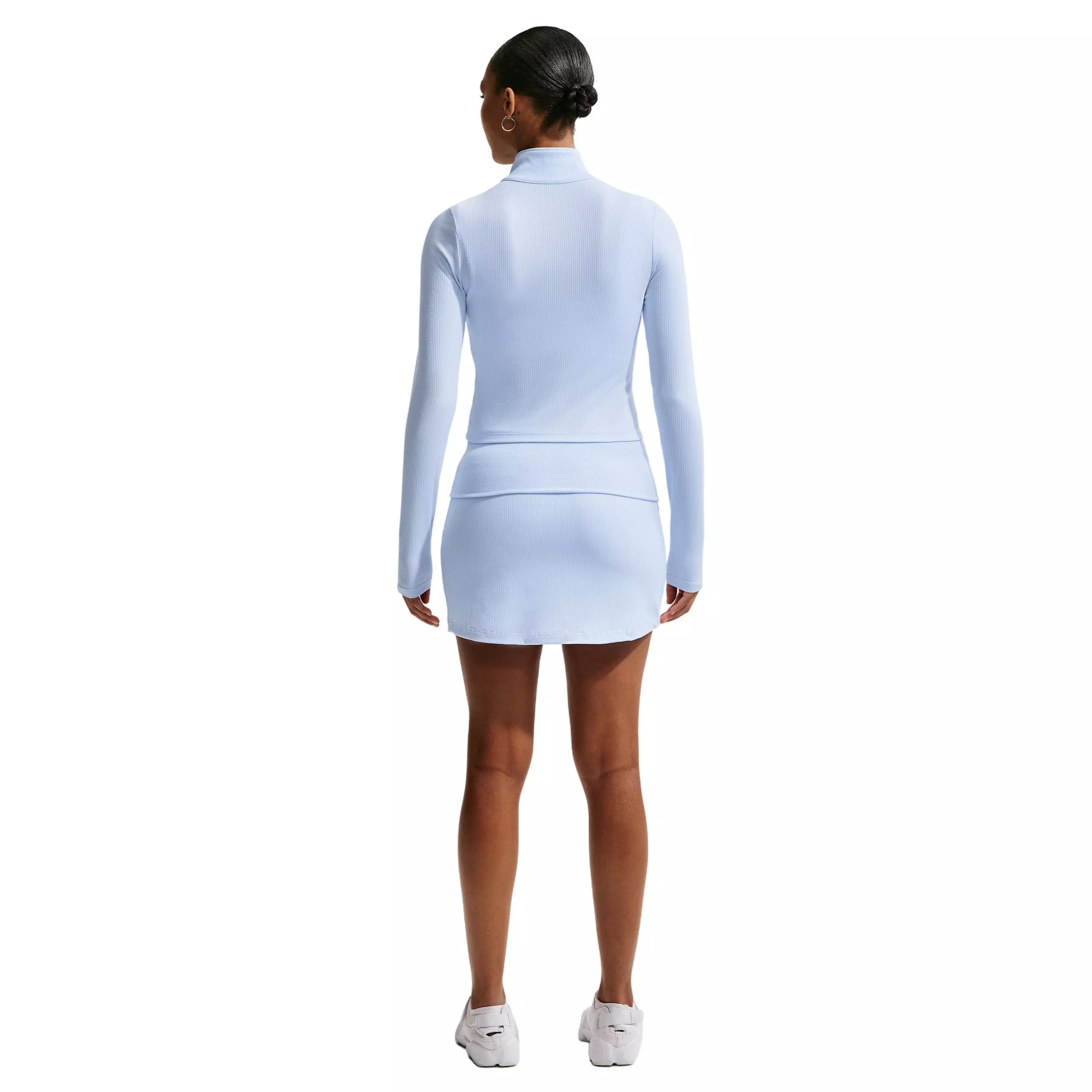 Nike Women's Sportswear Chill Knit Tight 1/4 Zip Long Sleeve Ribbed Top - BLUE