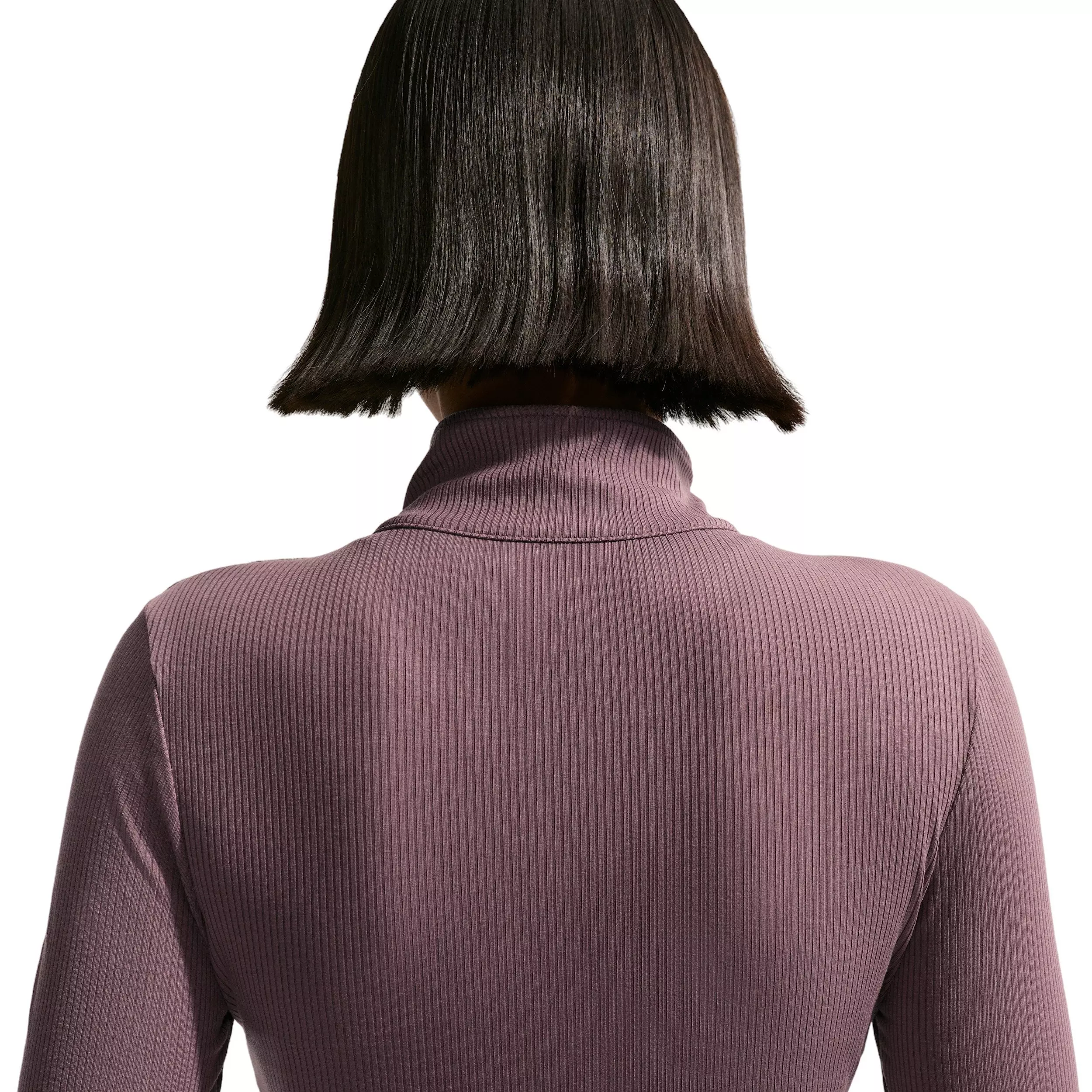 Nike Women's Sportswear Chill Knit Tight 1/4 Zip Long Sleeve Ribbed Top - PURPLE