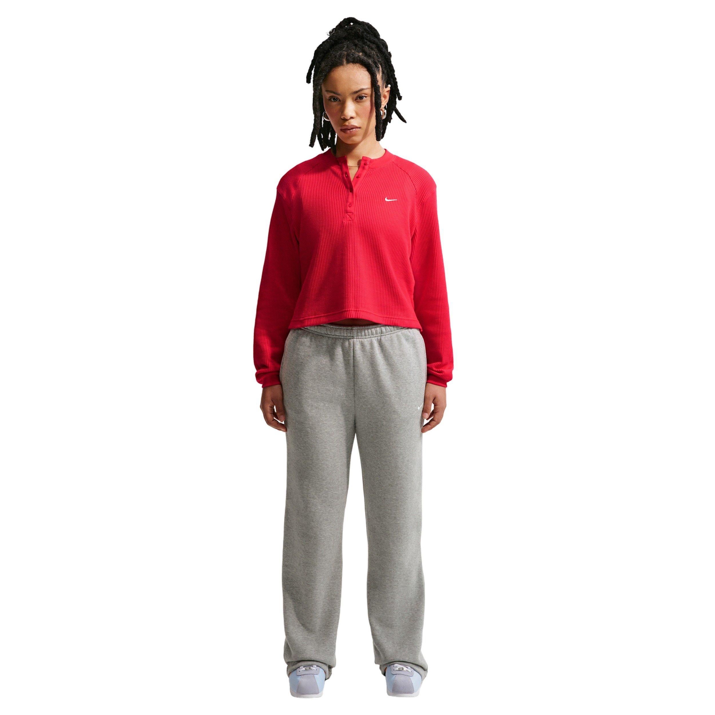Nike Women's Sportswear Chill Knit Waffle Henley - CRIMSON Thumbnail View 1