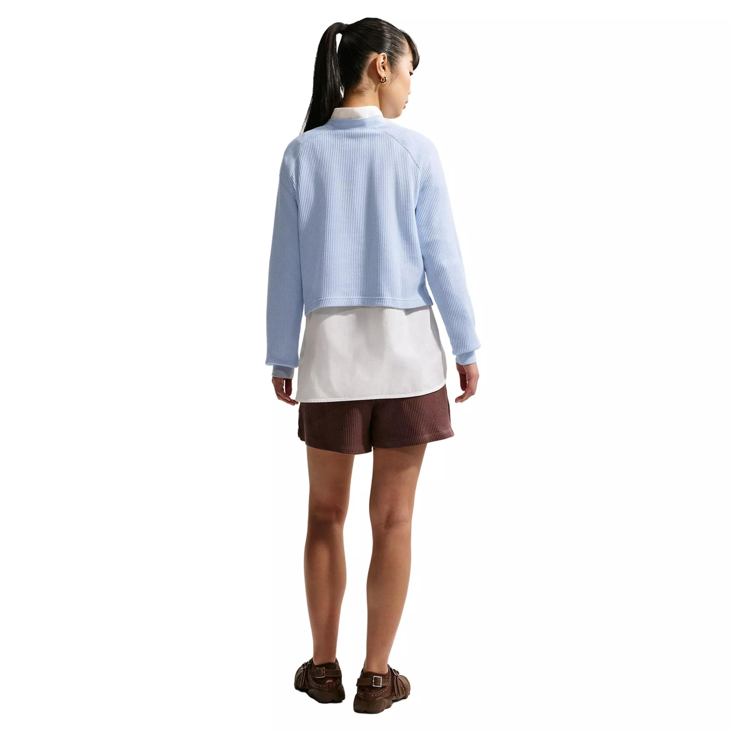 Nike Women's Sportswear Chill Knit Waffle Henley - BLUE