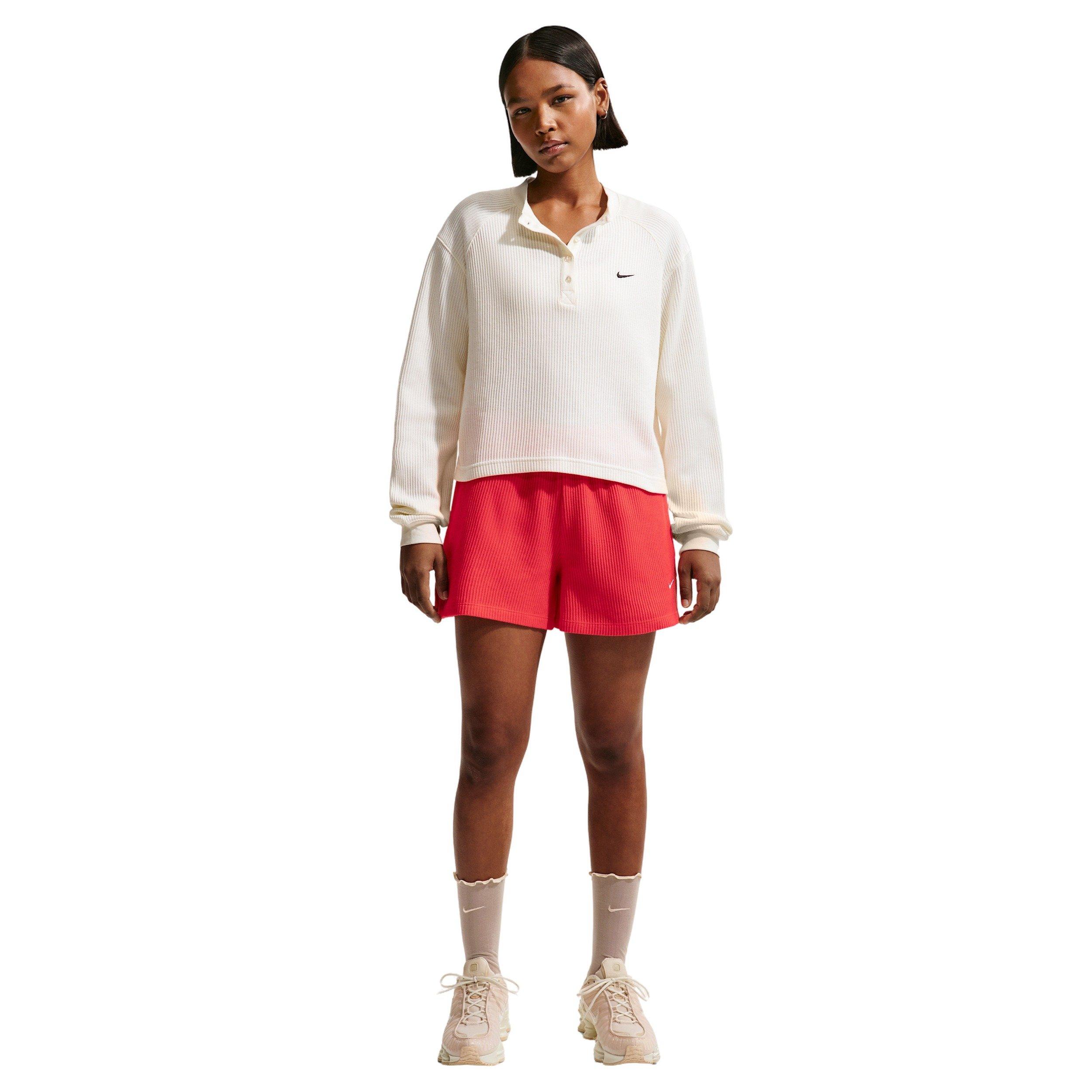 Nike Women's Sportswear Chill Knit Waffle Henley - OFF-WHITE/BLACK Thumbnail View 1
