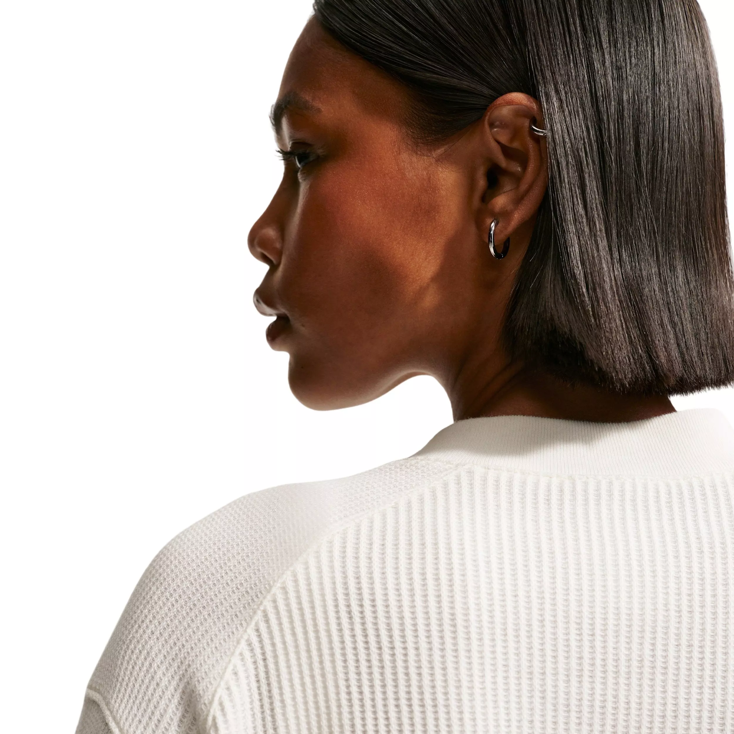 Nike Women's Sportswear Chill Knit Waffle Henley - OFF-WHITE/BLACK
