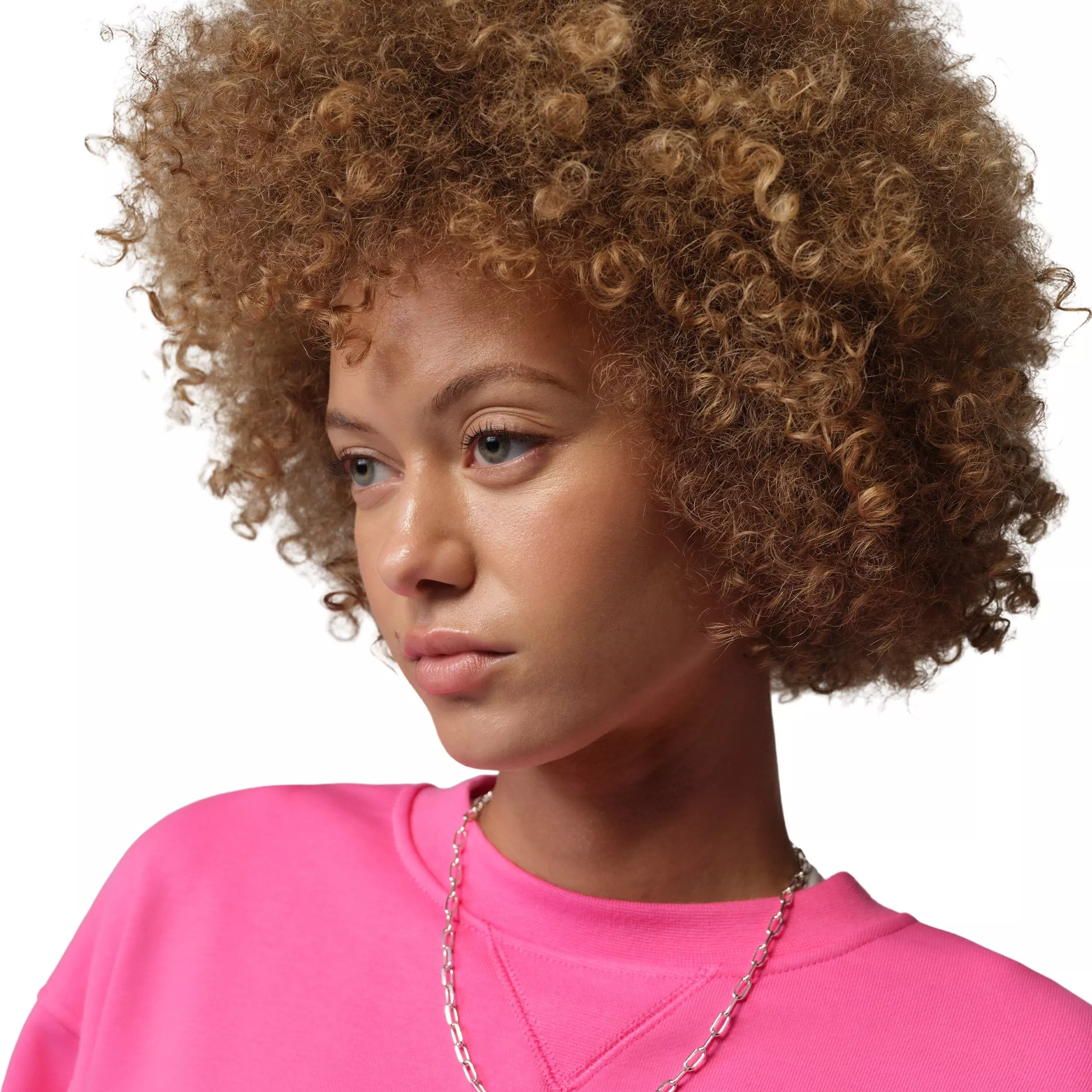 Jordan Women's Flight Fleece Mod-Crop Crew-Neck Sweatshirt - PINK