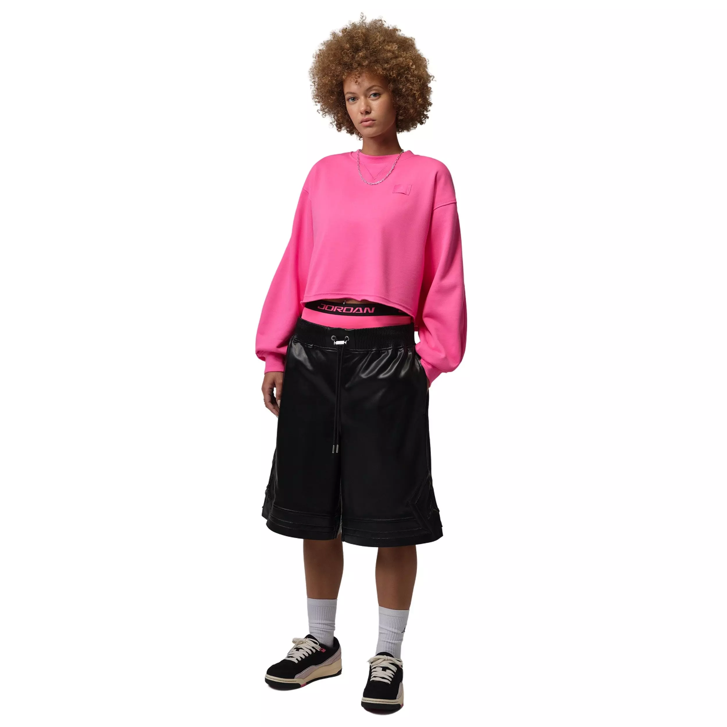 Jordan Women's Flight Fleece Mod-Crop Crew-Neck Sweatshirt - PINK