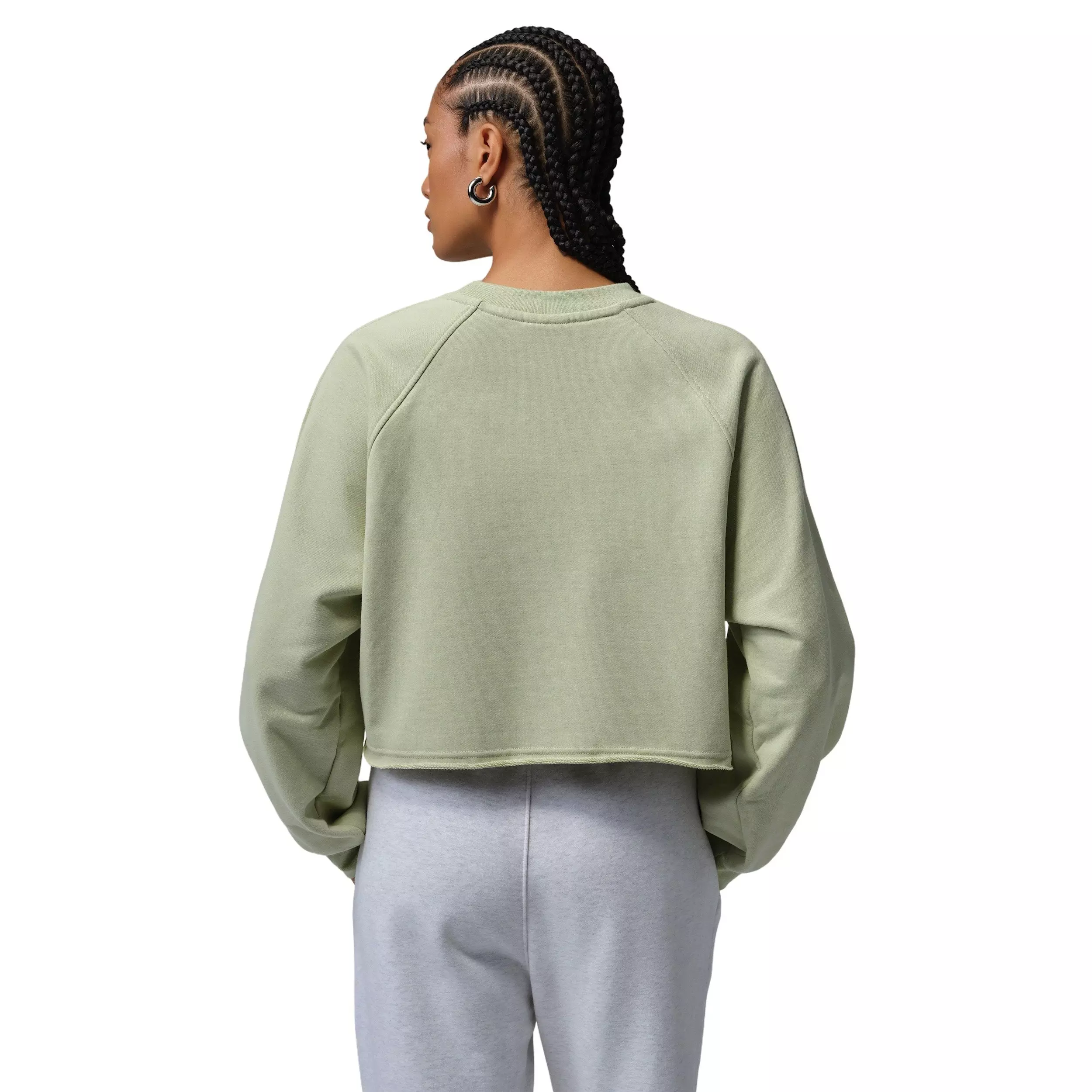Jordan Women's Flight Fleece Mod-Crop Crew-Neck Sweatshirt - OLIVE