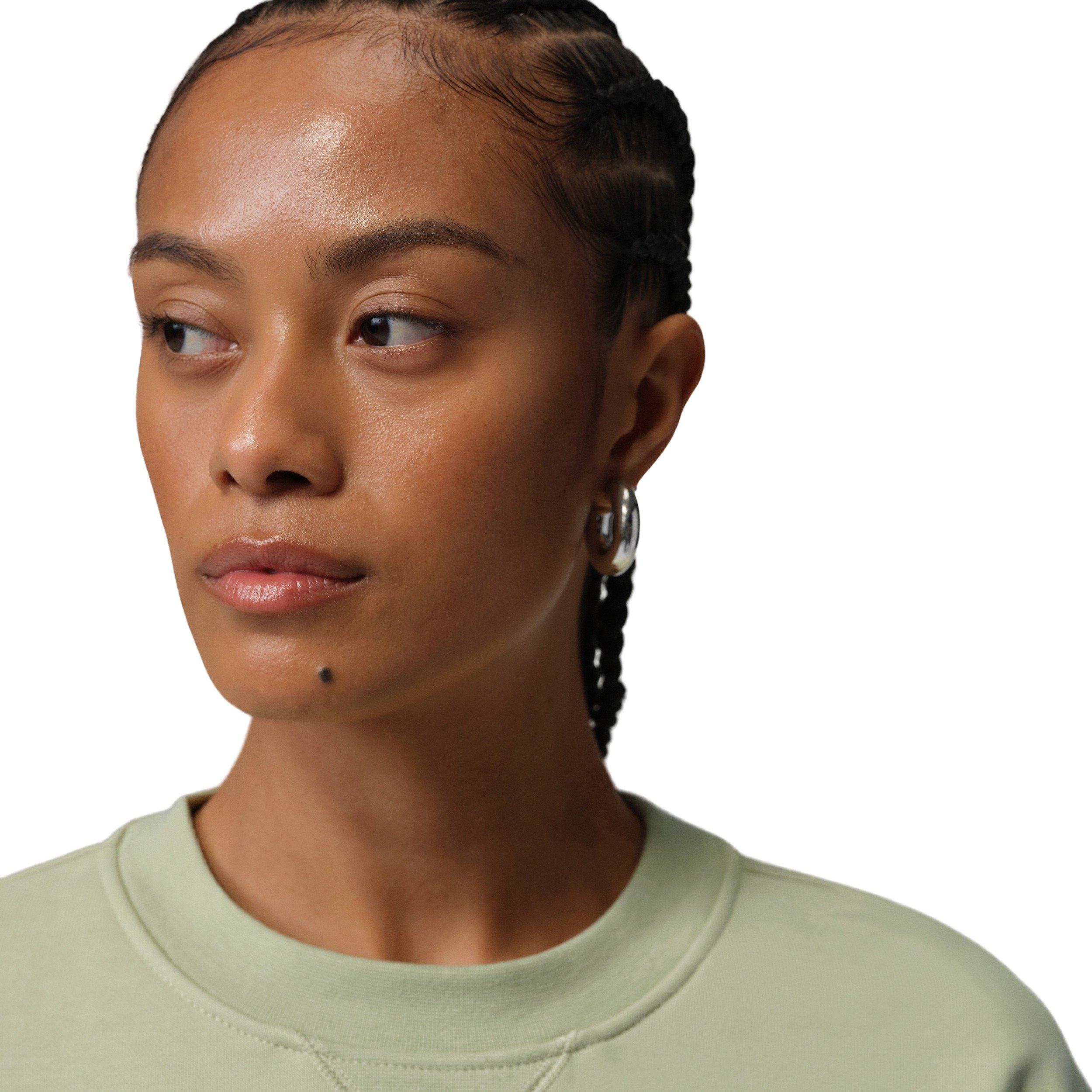 Jordan Women's Flight Fleece Mod-Crop Crew-Neck Sweatshirt - OLIVE Thumbnail View 3