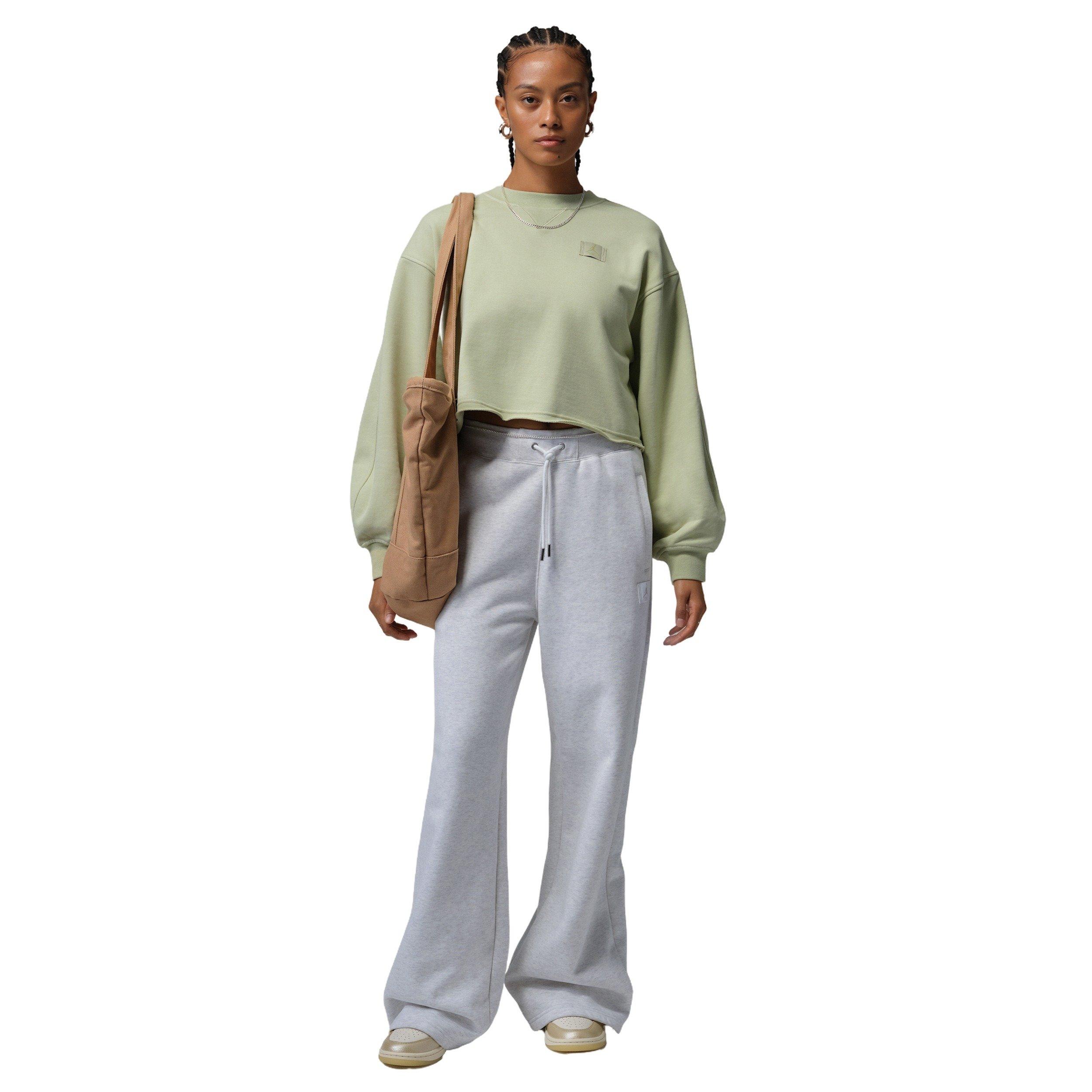 Jordan Women's Flight Fleece Mod-Crop Crew-Neck Sweatshirt - OLIVE Thumbnail View 5