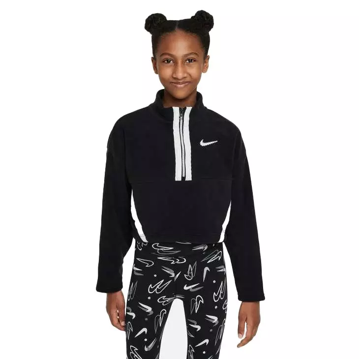Nike Big Girls' Sportswear 1/2 Zip Long-Sleeve Top - BLACK