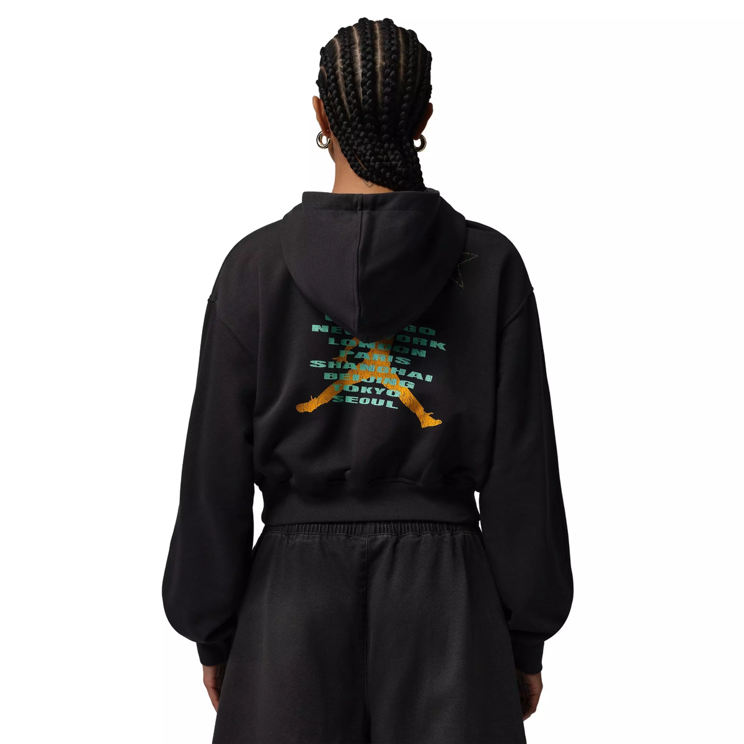 Jordan Women's Brooklyn Fleece Cropped Pullover Hoodie - BLACK