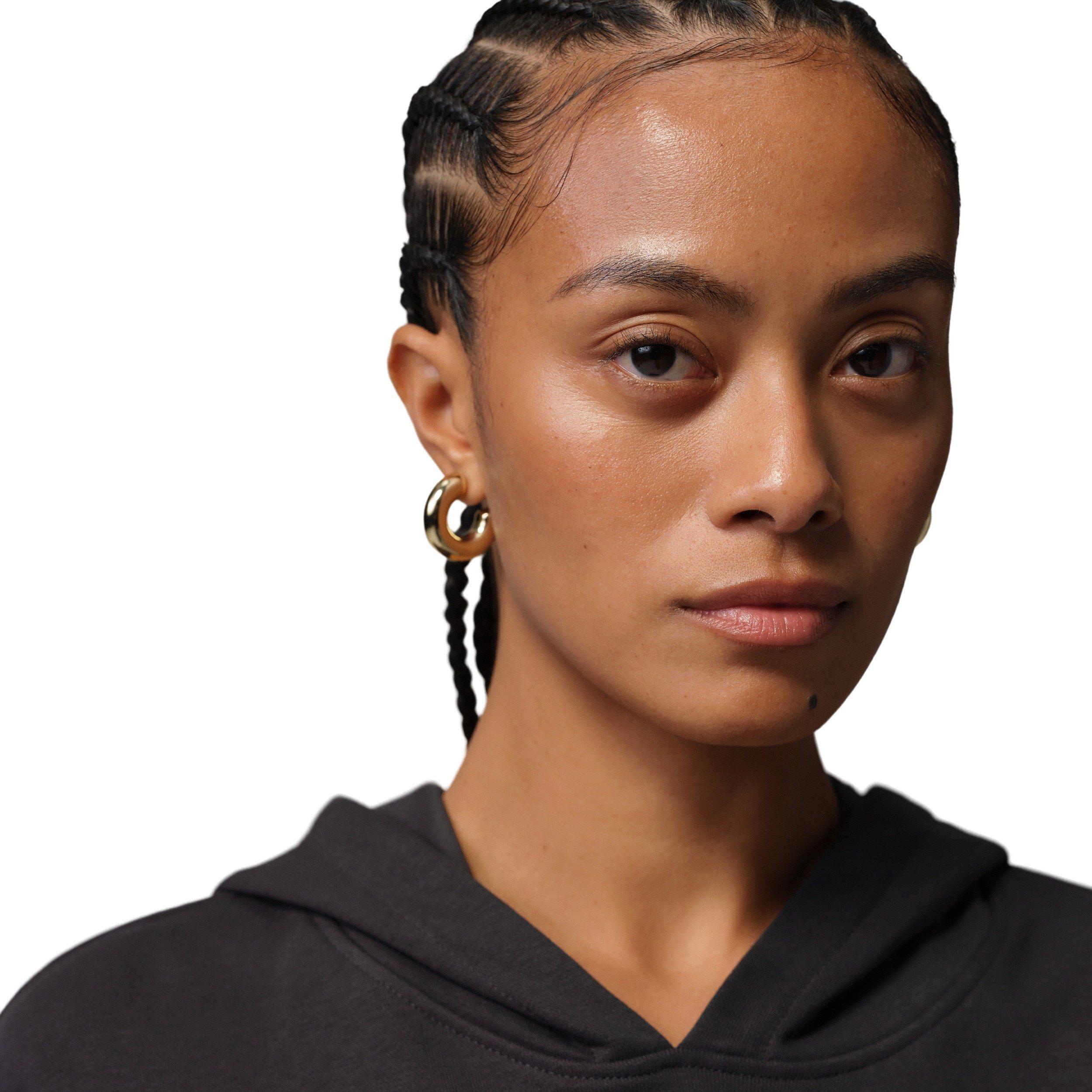 Jordan Women's Brooklyn Fleece Cropped Pullover Hoodie - BLACK Thumbnail View 3