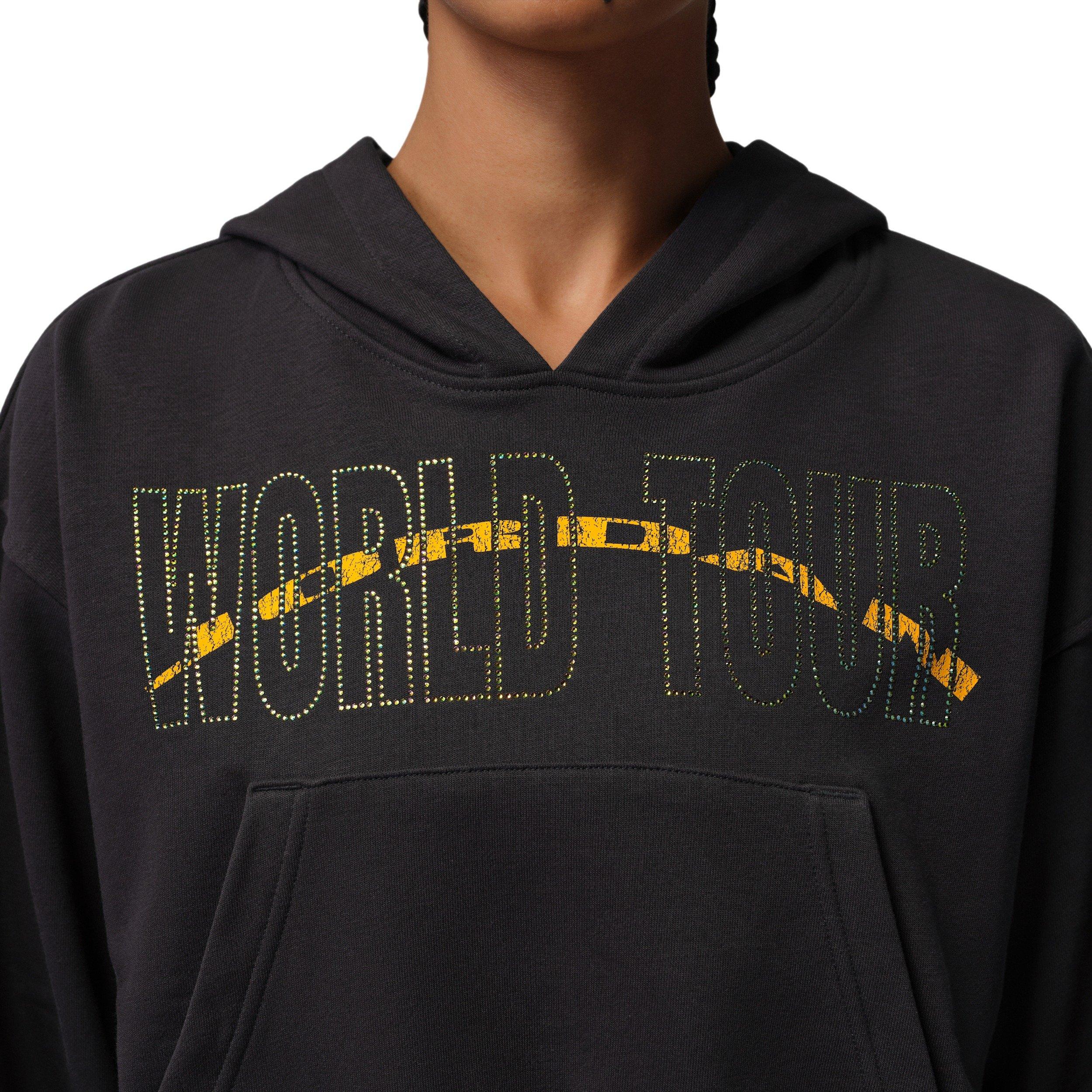 Jordan Women's Brooklyn Fleece Cropped Pullover Hoodie - BLACK Thumbnail View 4