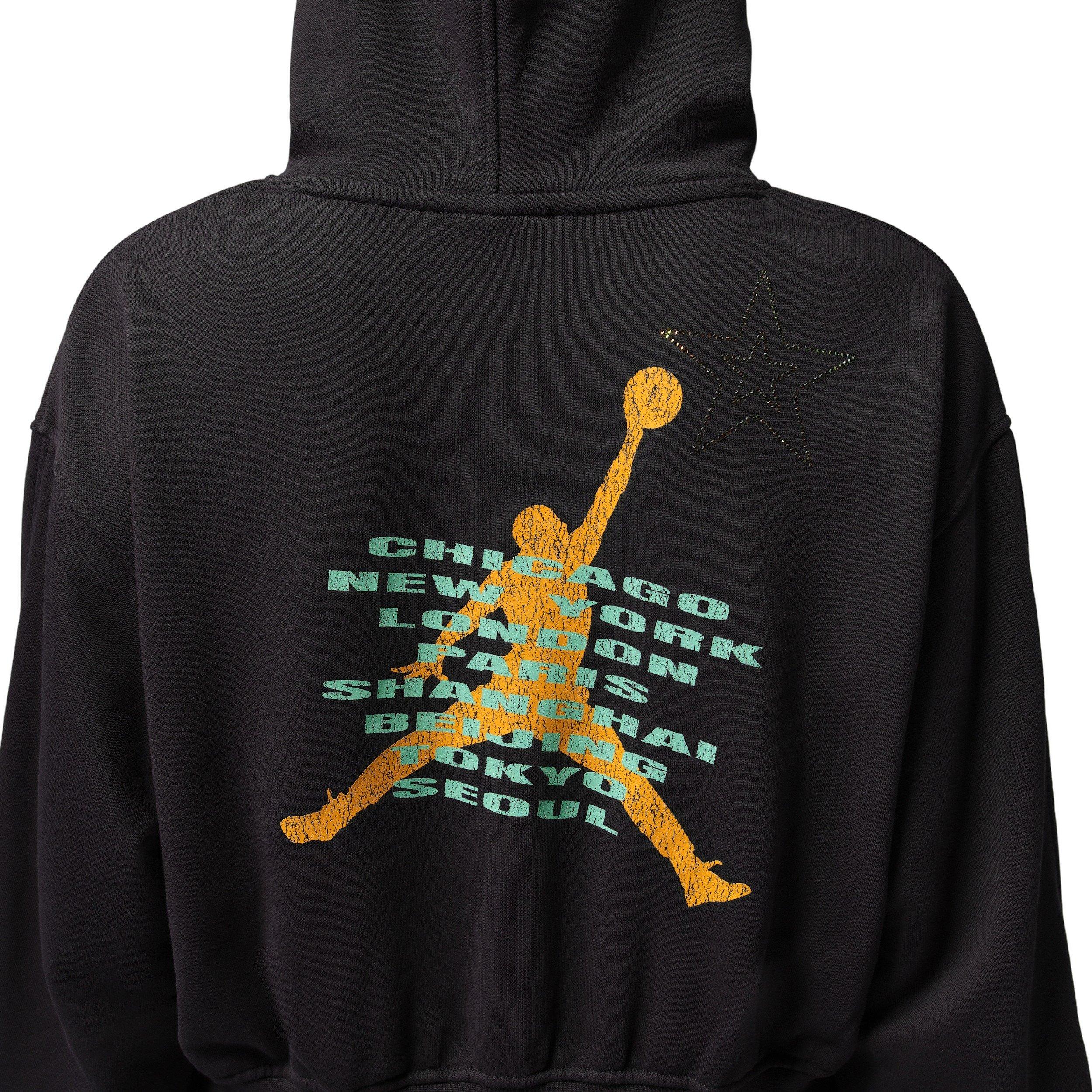 Jordan Women's Brooklyn Fleece Cropped Pullover Hoodie - BLACK Thumbnail View 5