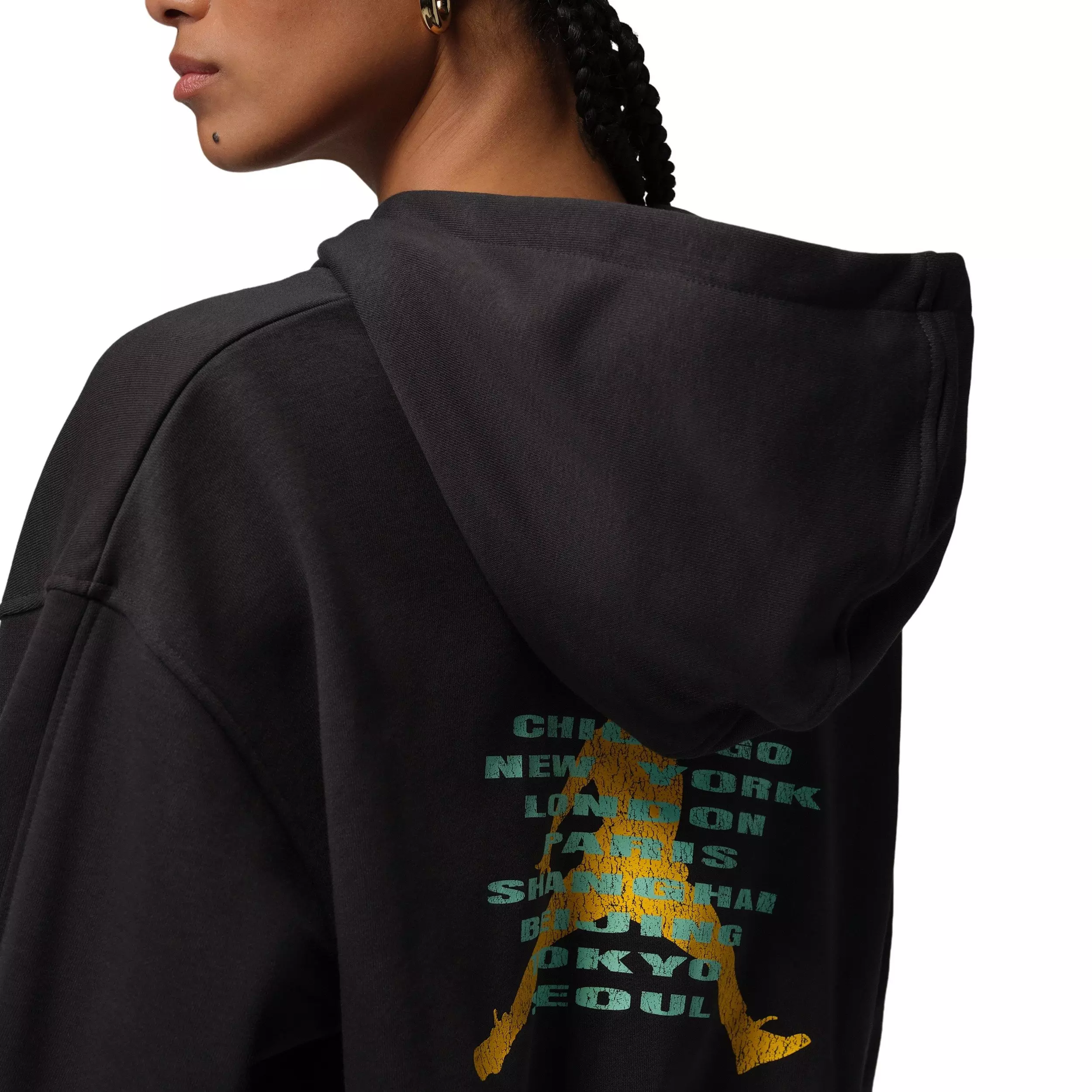 Jordan Women's Brooklyn Fleece Cropped Pullover Hoodie - BLACK