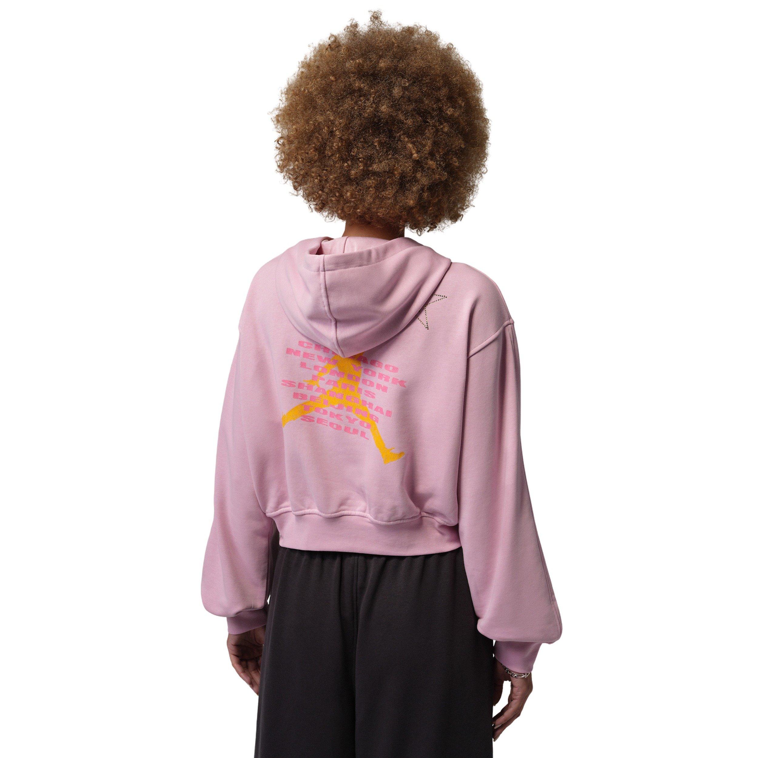 Jordan Women's Brooklyn Fleece Cropped Pullover Hoodie - LT PINK Thumbnail View 2