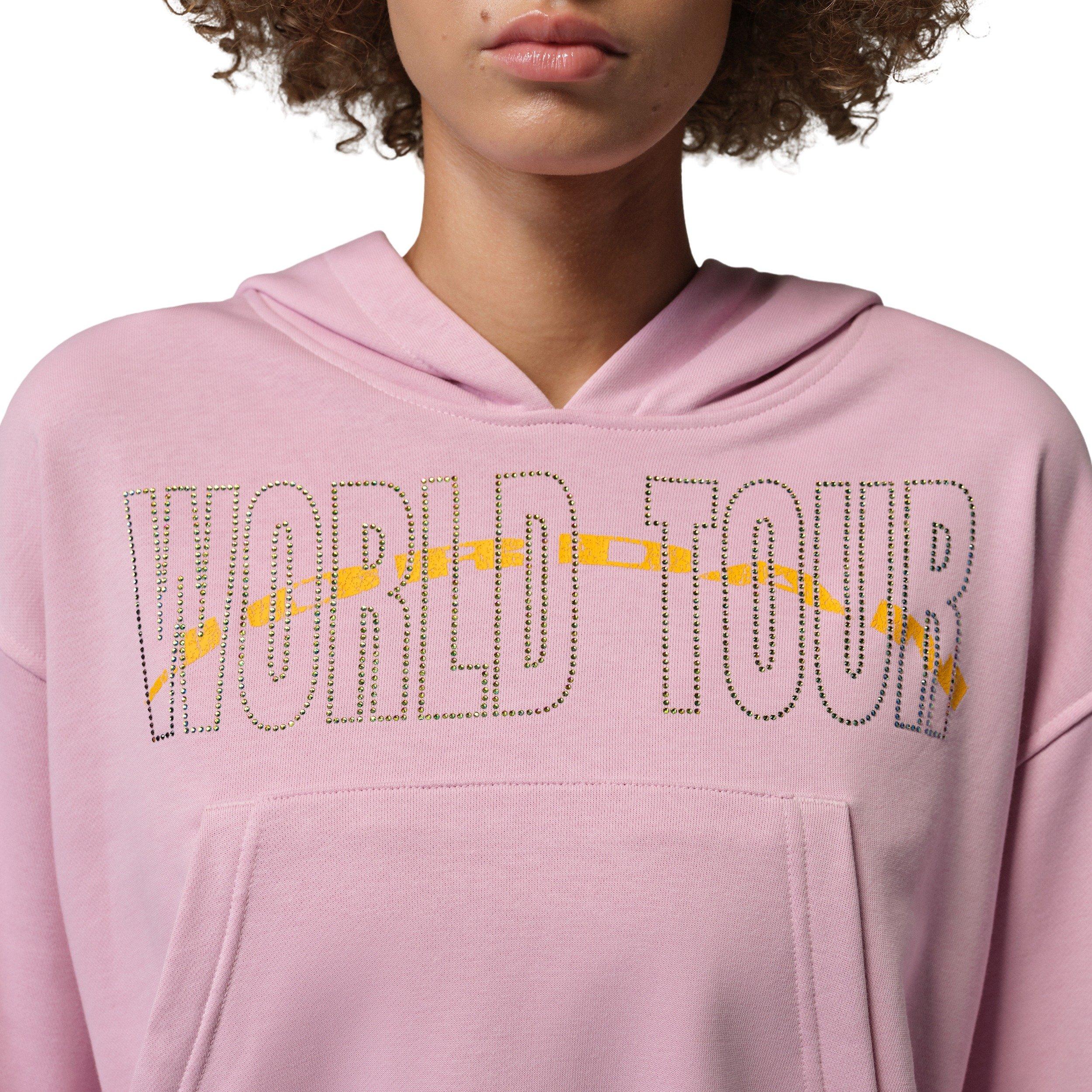 Jordan Women's Brooklyn Fleece Cropped Pullover Hoodie - LT PINK Thumbnail View 4