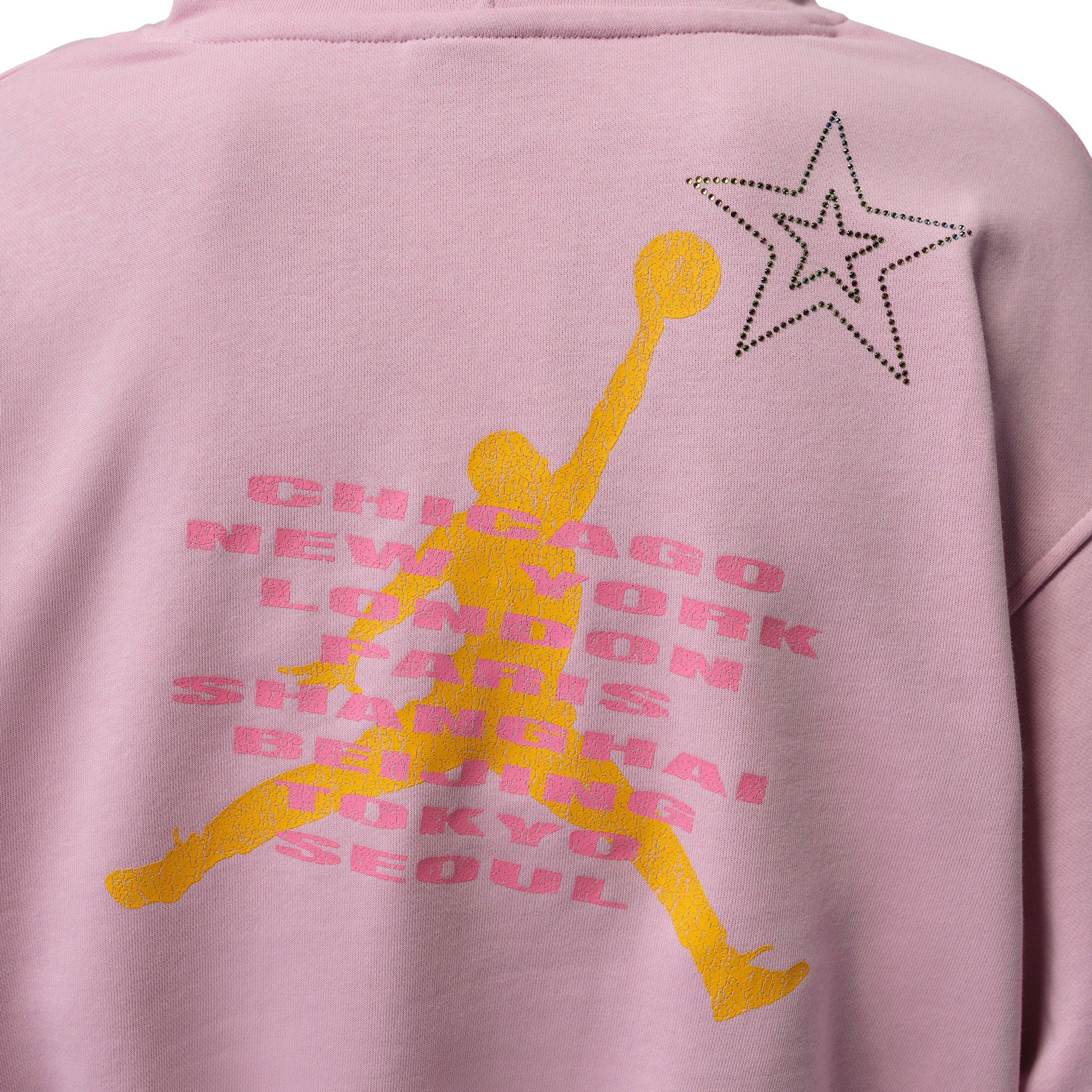 Jordan Women's Brooklyn Fleece Cropped Pullover Hoodie - LT PINK Thumbnail View 6
