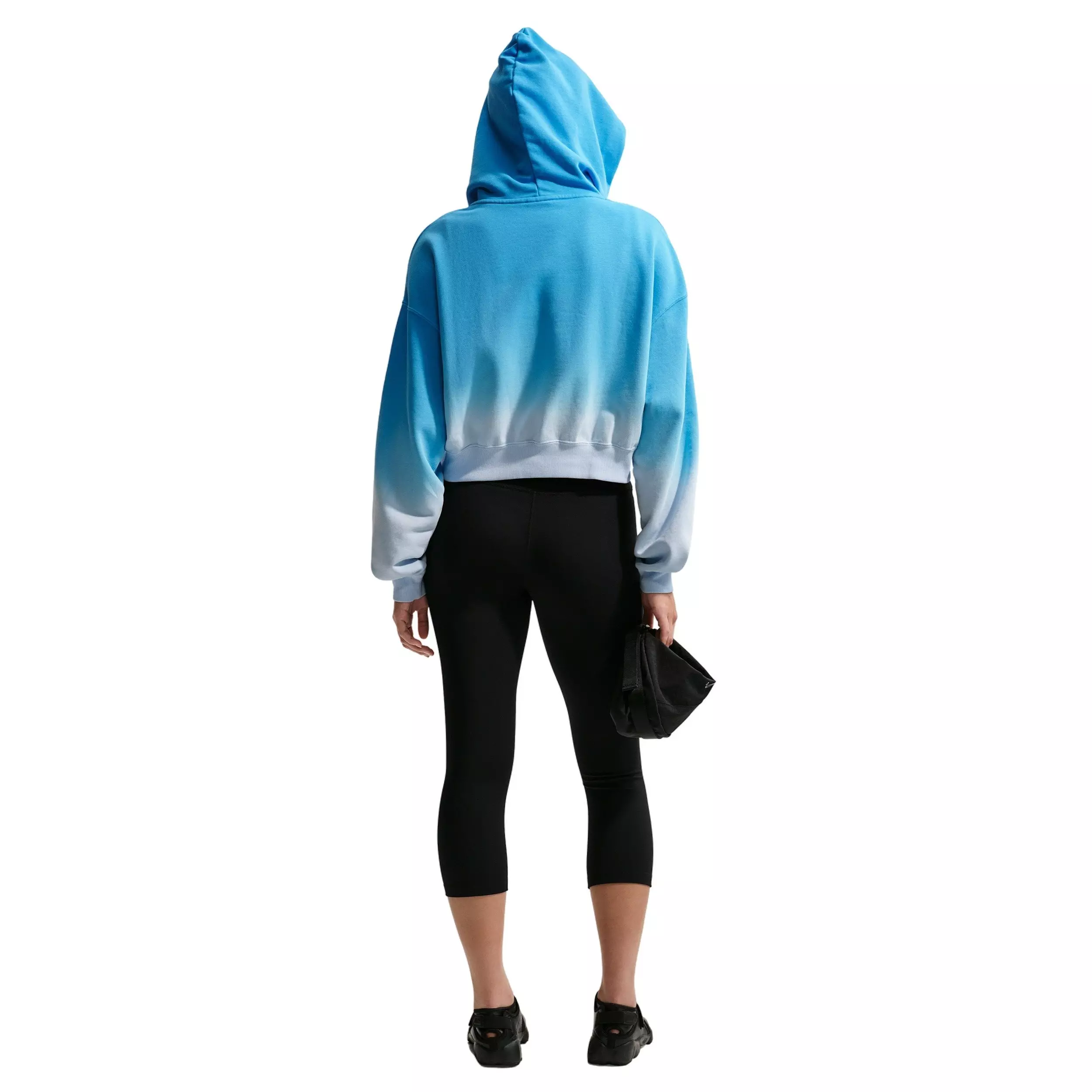 Nike Women's Sportswear Phoenix Fleece Dip-Dye Oversized Henley Hoodie - BLUE