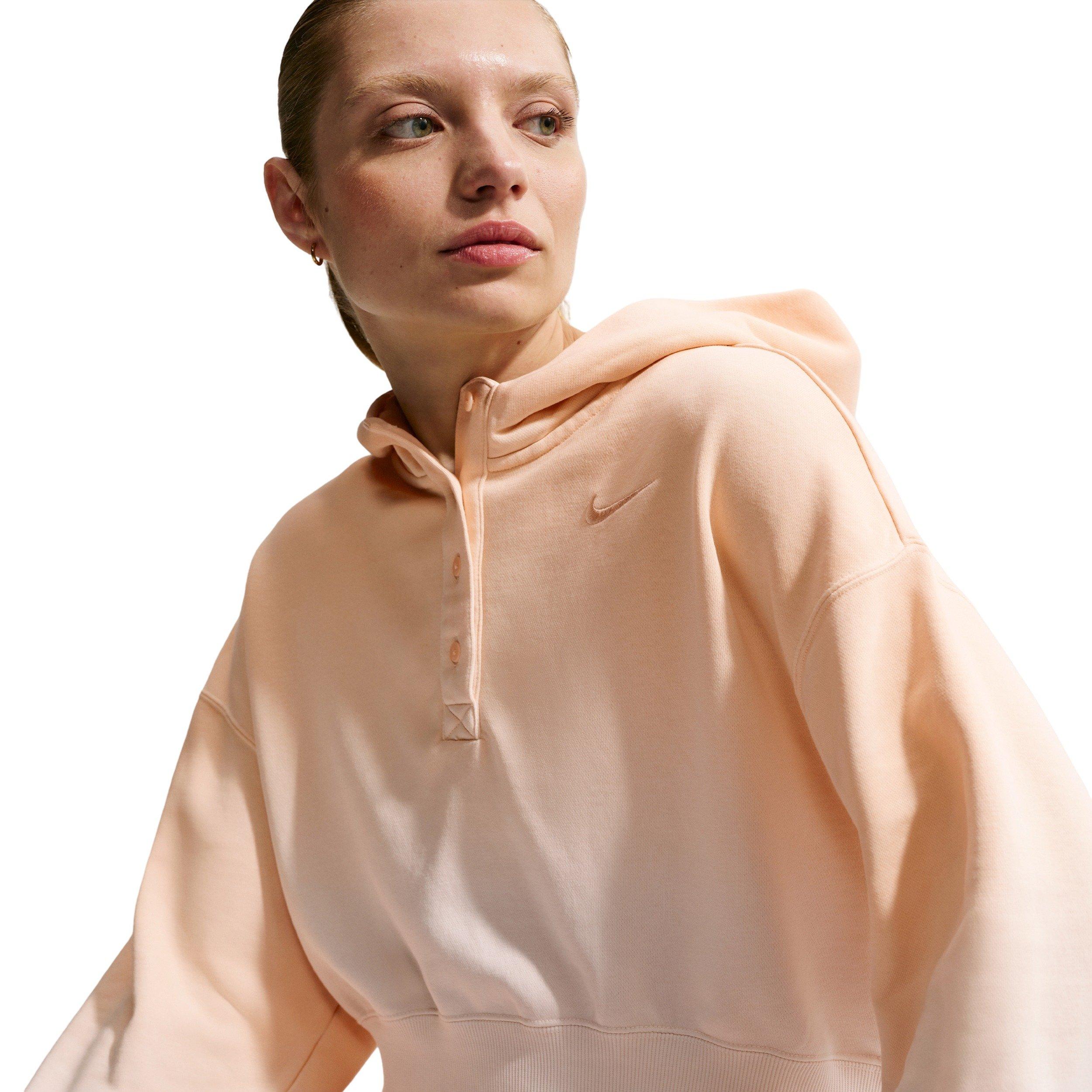 Nike Women's Sportswear Phoenix Fleece Dip-Dye Oversized Henley Hoodie - PEACH Thumbnail View 3