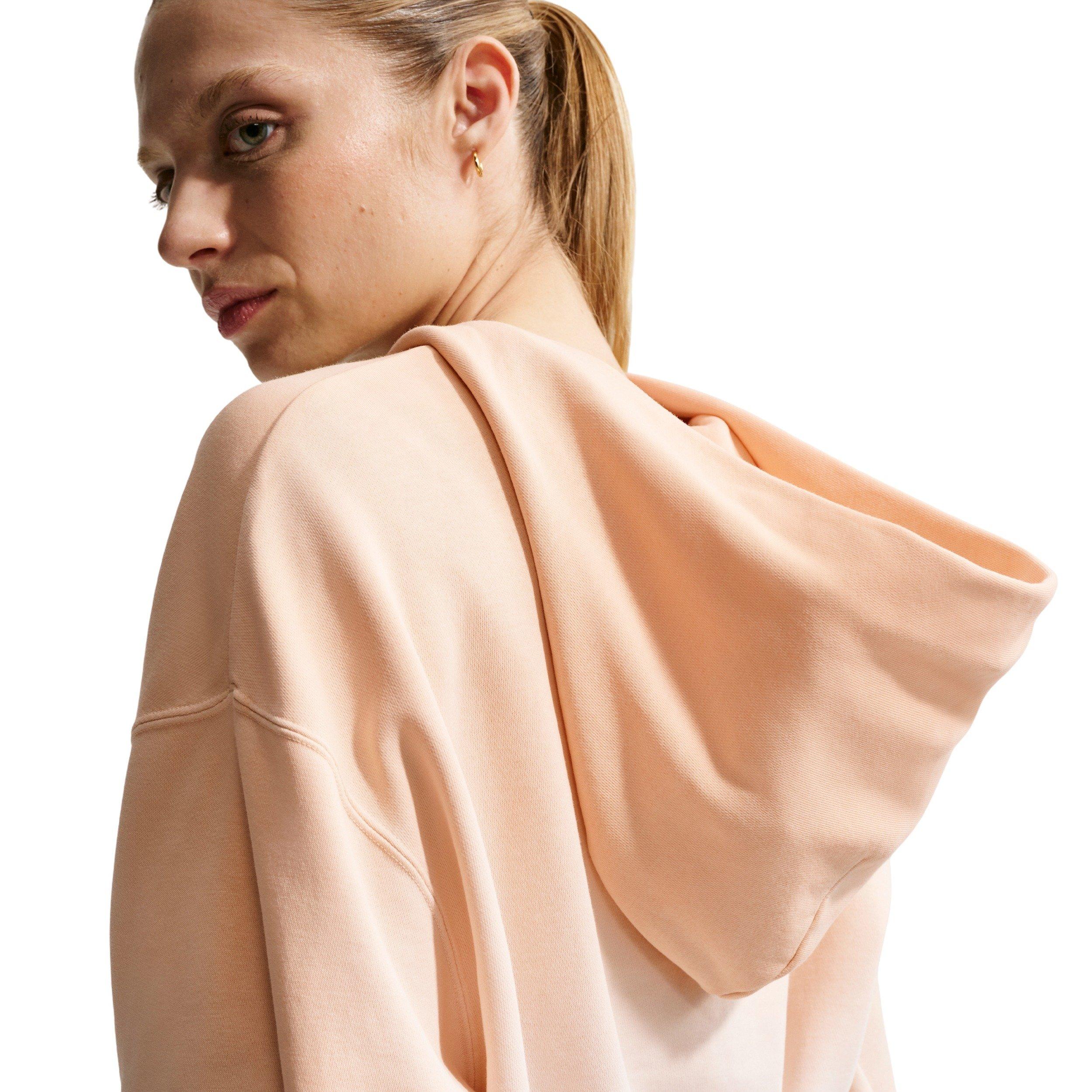 Nike Women's Sportswear Phoenix Fleece Dip-Dye Oversized Henley Hoodie - PEACH Thumbnail View 4