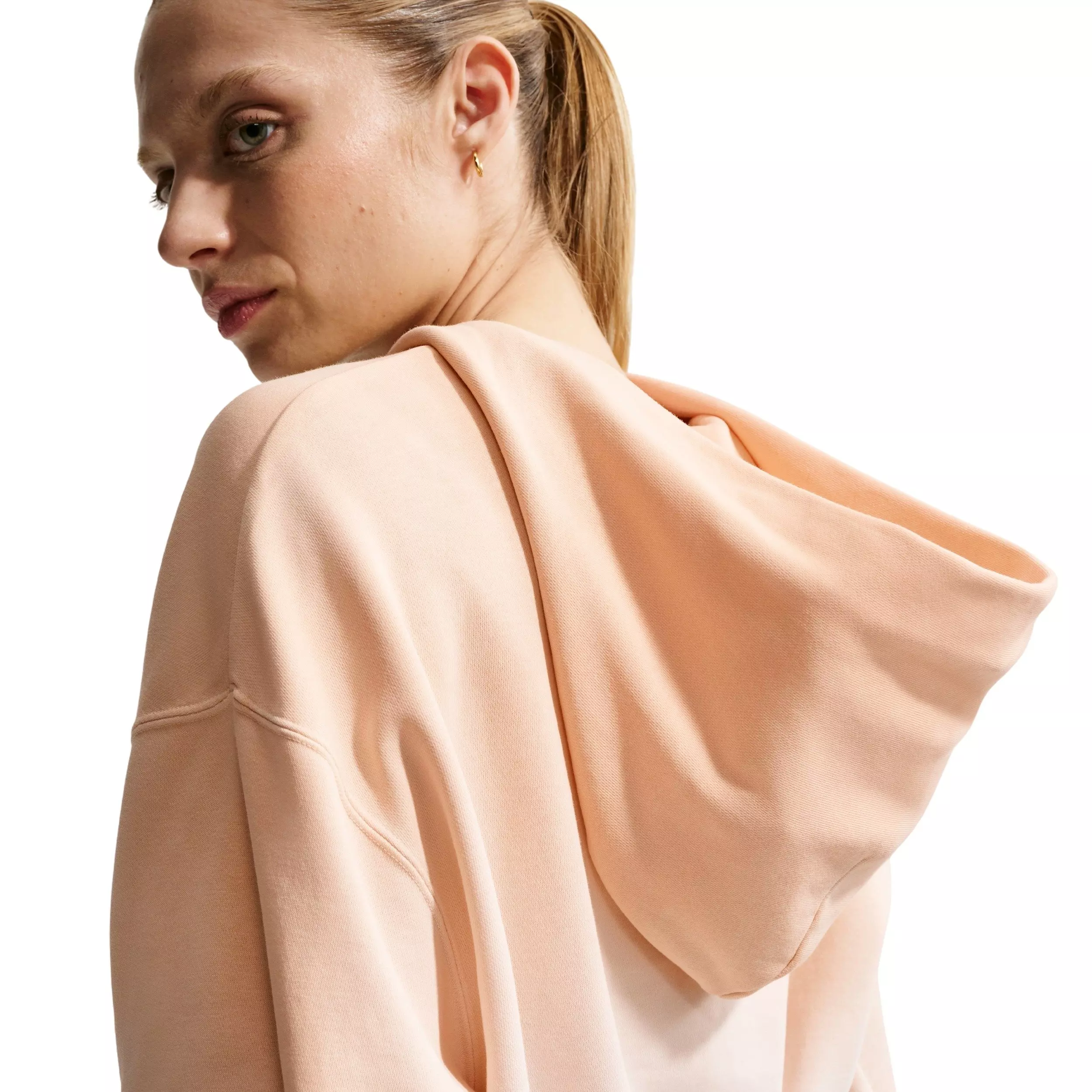 Nike Women's Sportswear Phoenix Fleece Dip-Dye Oversized Henley Hoodie - PEACH