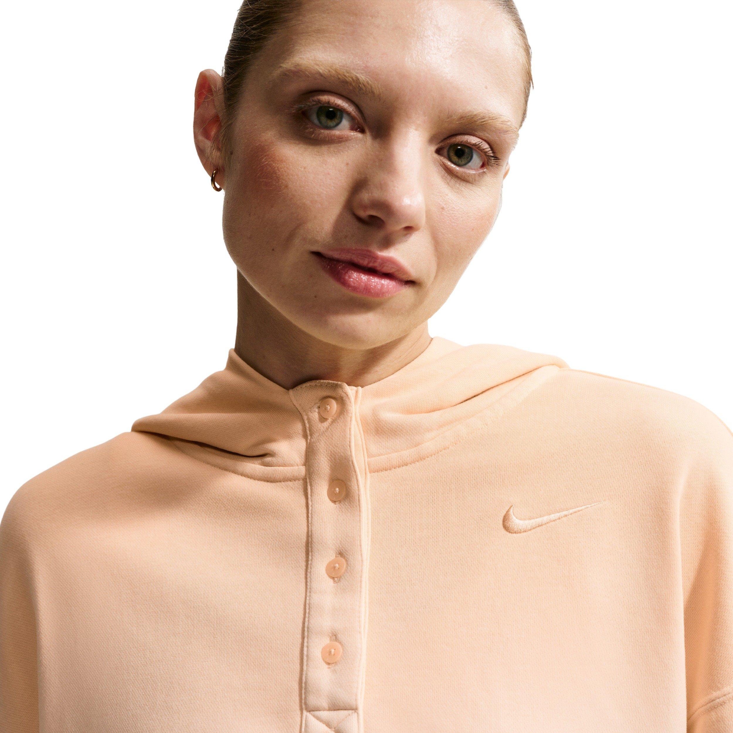 Nike Women's Sportswear Phoenix Fleece Dip-Dye Oversized Henley Hoodie - PEACH Thumbnail View 5