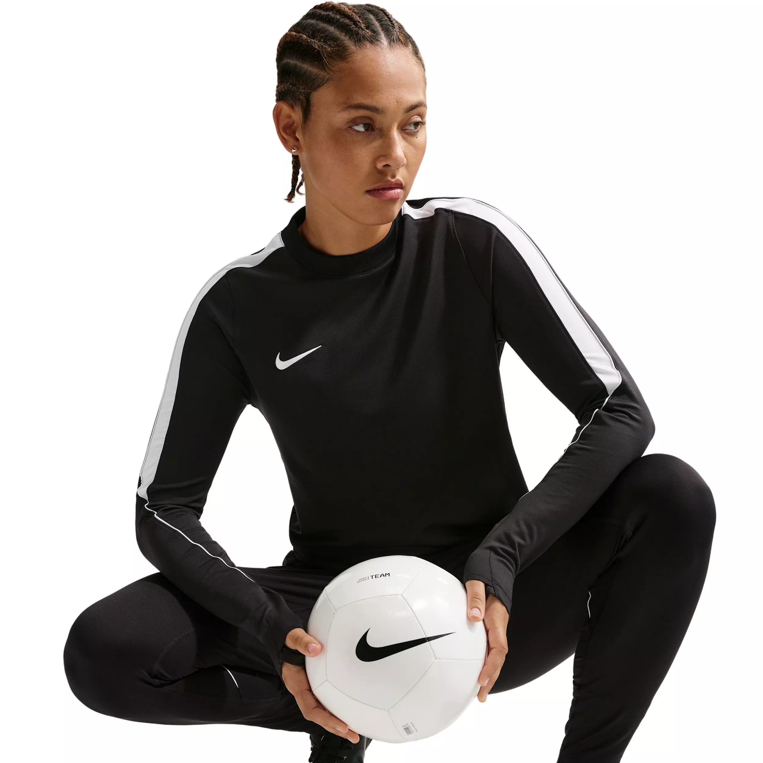 Nike Women's Strike Dri-FIT Soccer Crew-Neck Top - Black/White - BLACK/WHITE