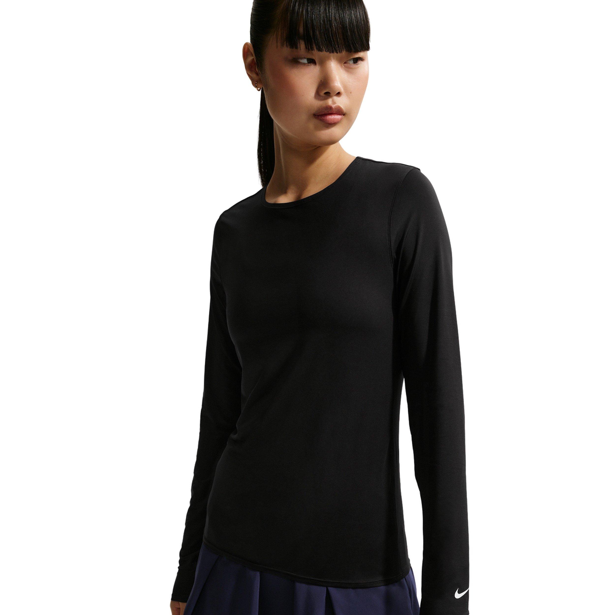 Nike Women's Golf Club Dri-FIT UV Long-Sleeve Golf Top - BLACK/WHITE Thumbnail View 3