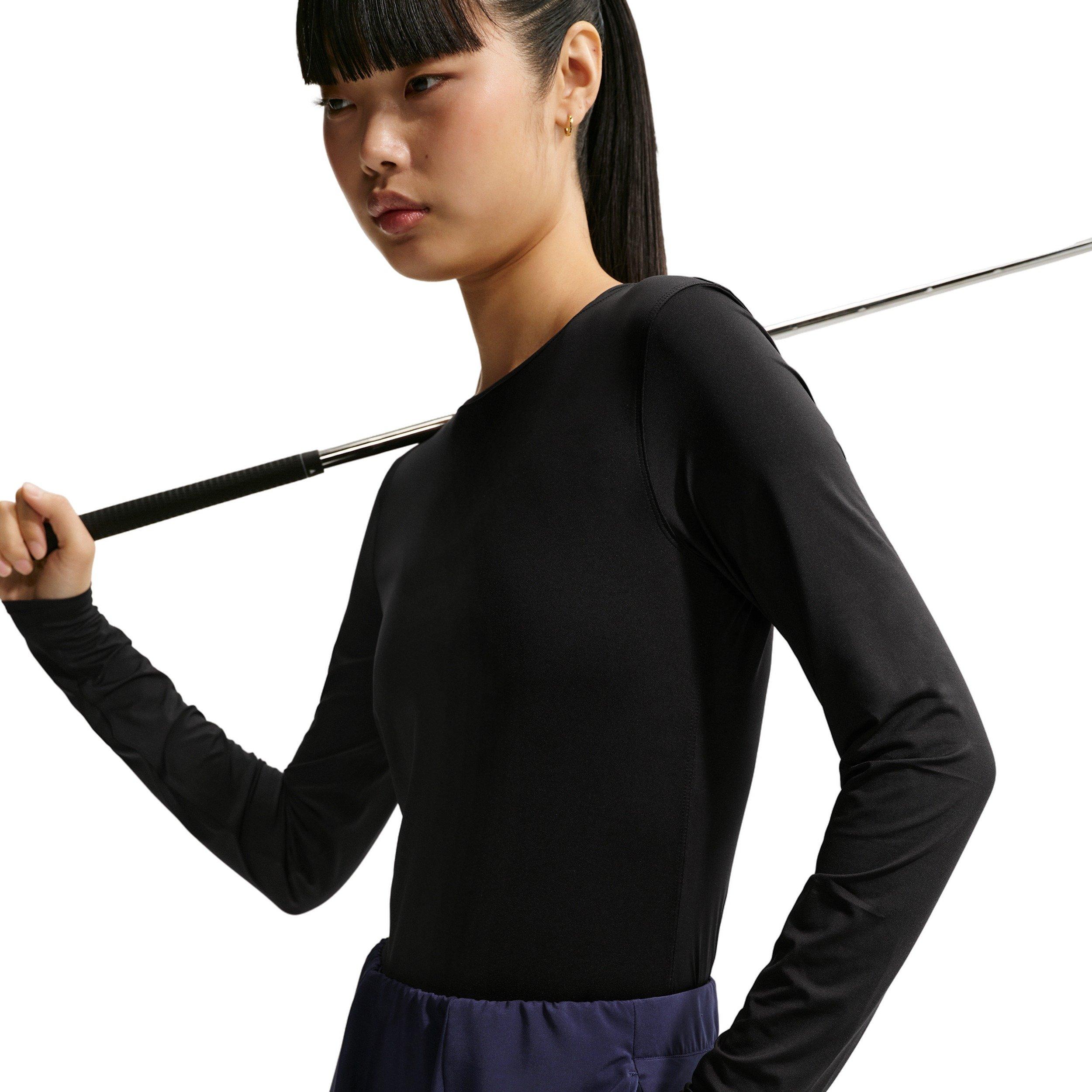 Nike Women's Golf Club Dri-FIT UV Long-Sleeve Golf Top - BLACK/WHITE Thumbnail View 5