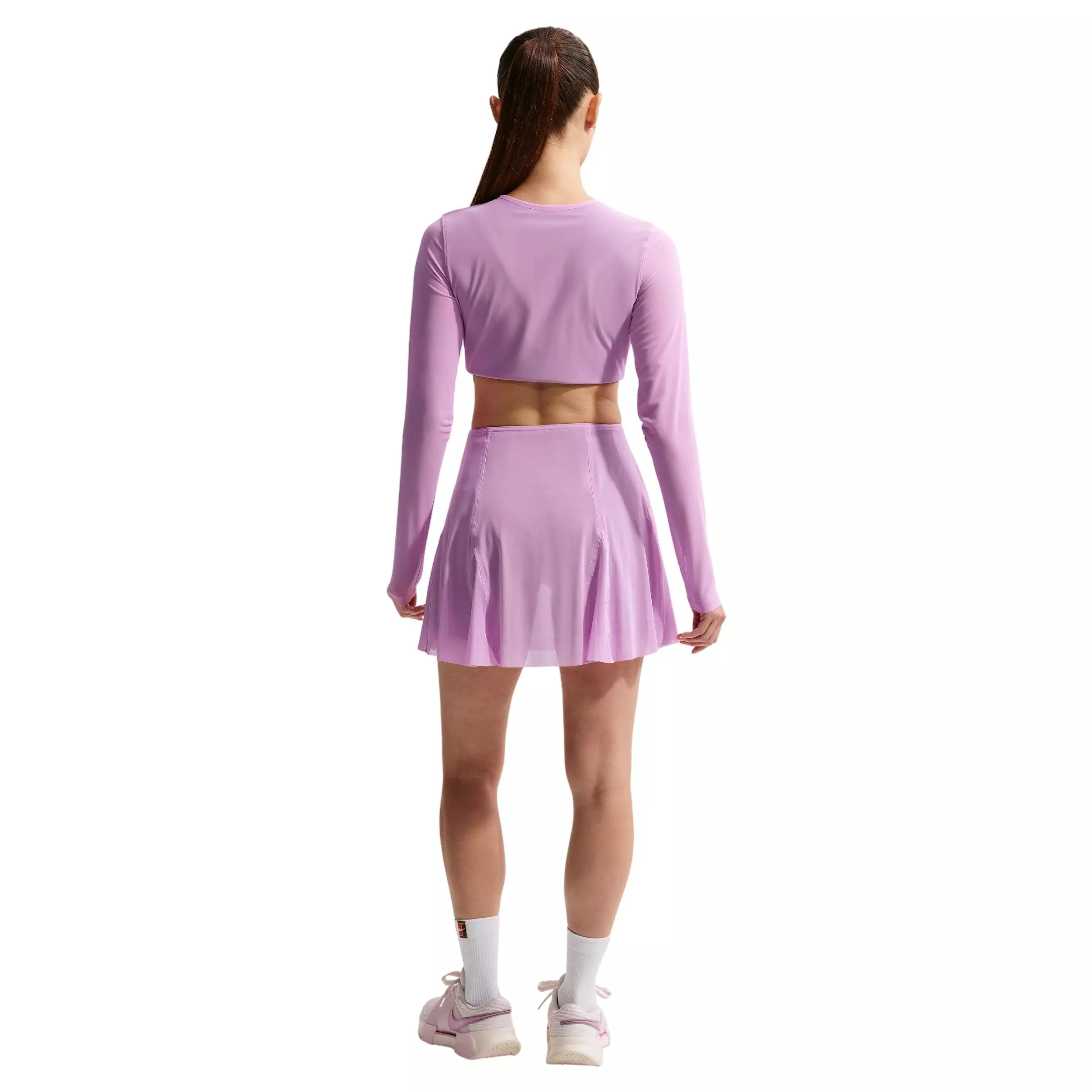Nike Women's Court Slam Long-Sleeve Cropped Tennis Top - Lt Magenta - LT MAGENTA
