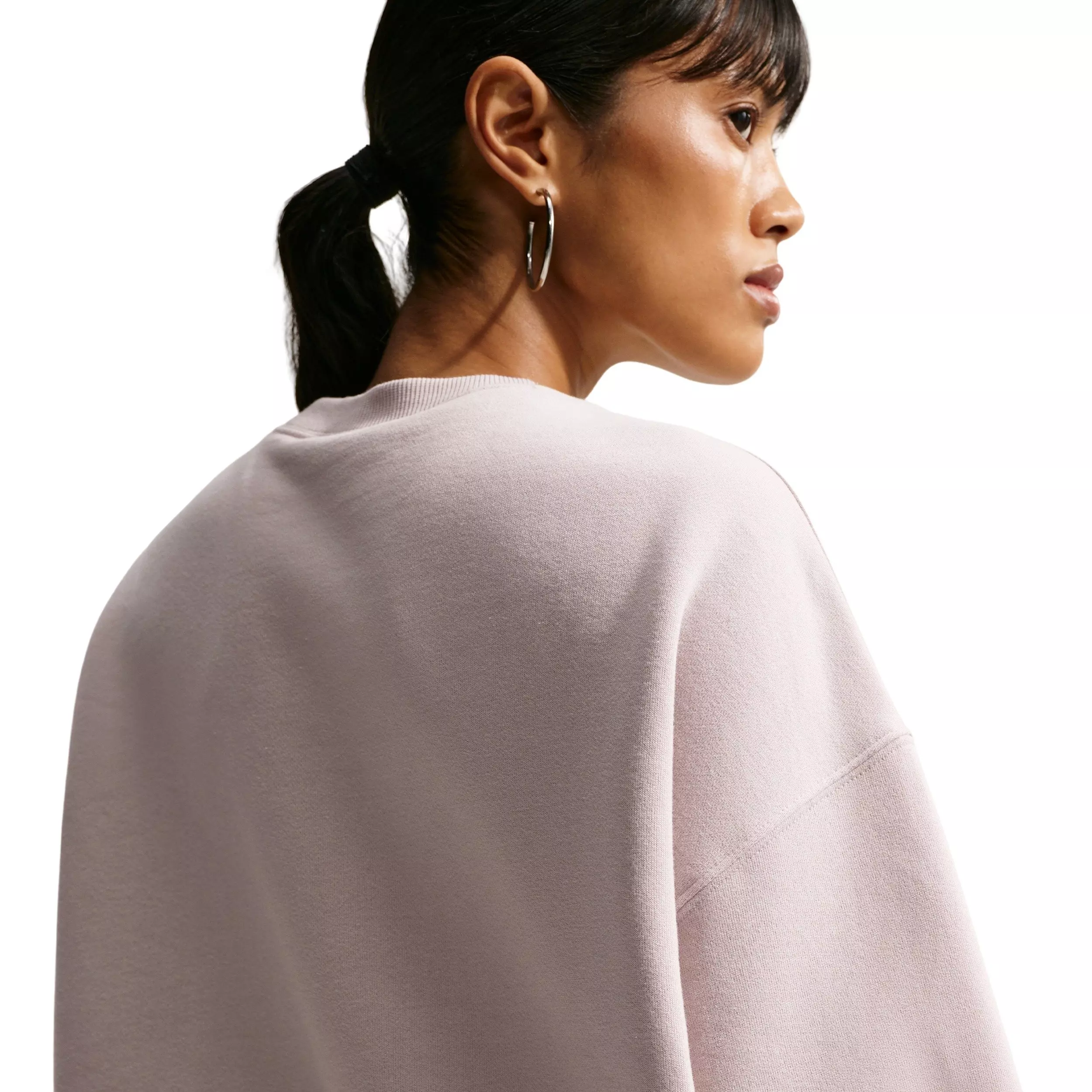 Nike Women's Studio Fleece Med-Weight Oversized Crew - CREAM