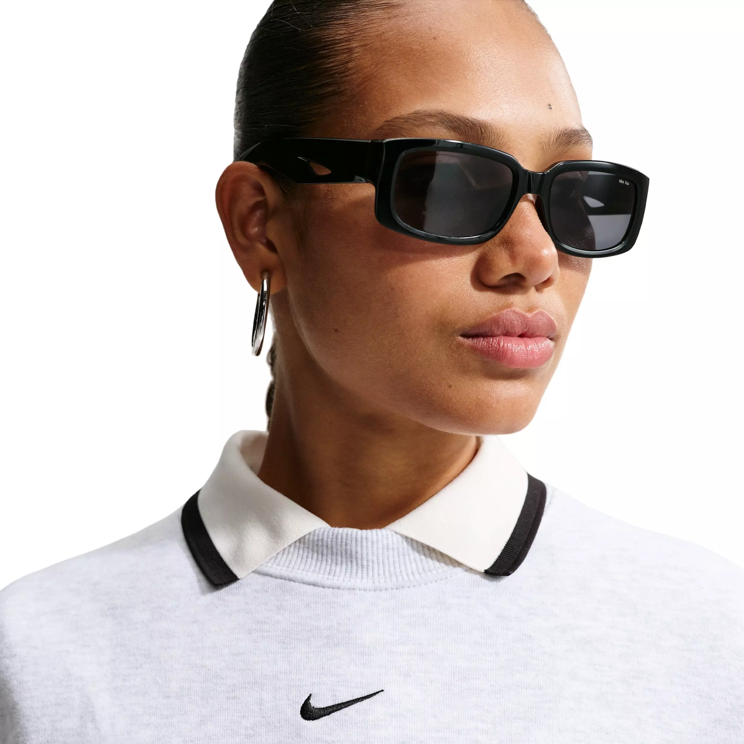 Nike Women's Studio Fleece Med-Weight Oversized Crew - BROWN/BLACK