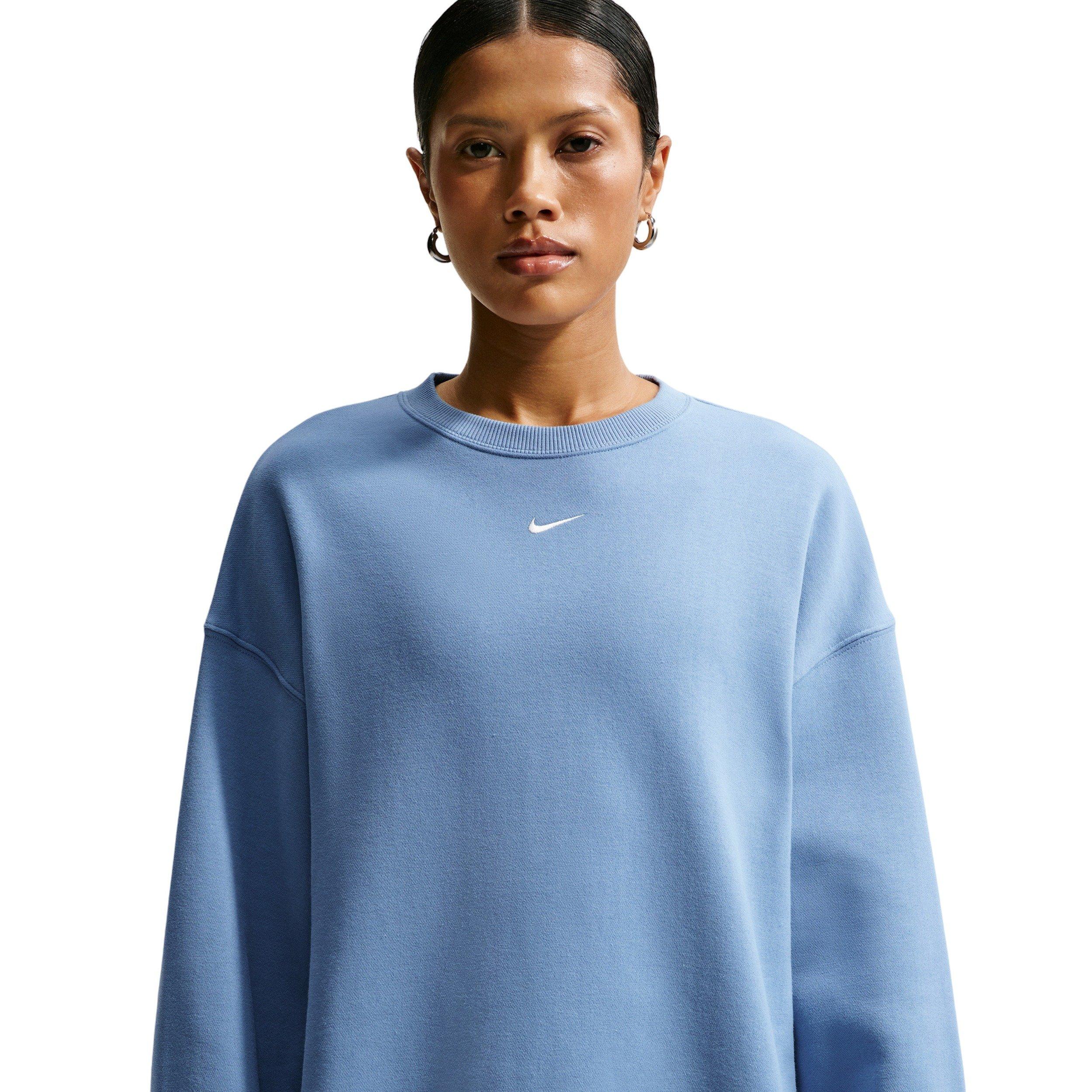 Nike Women's Studio Fleece Med-Weight Oversized Crew - BLUE Thumbnail View 1