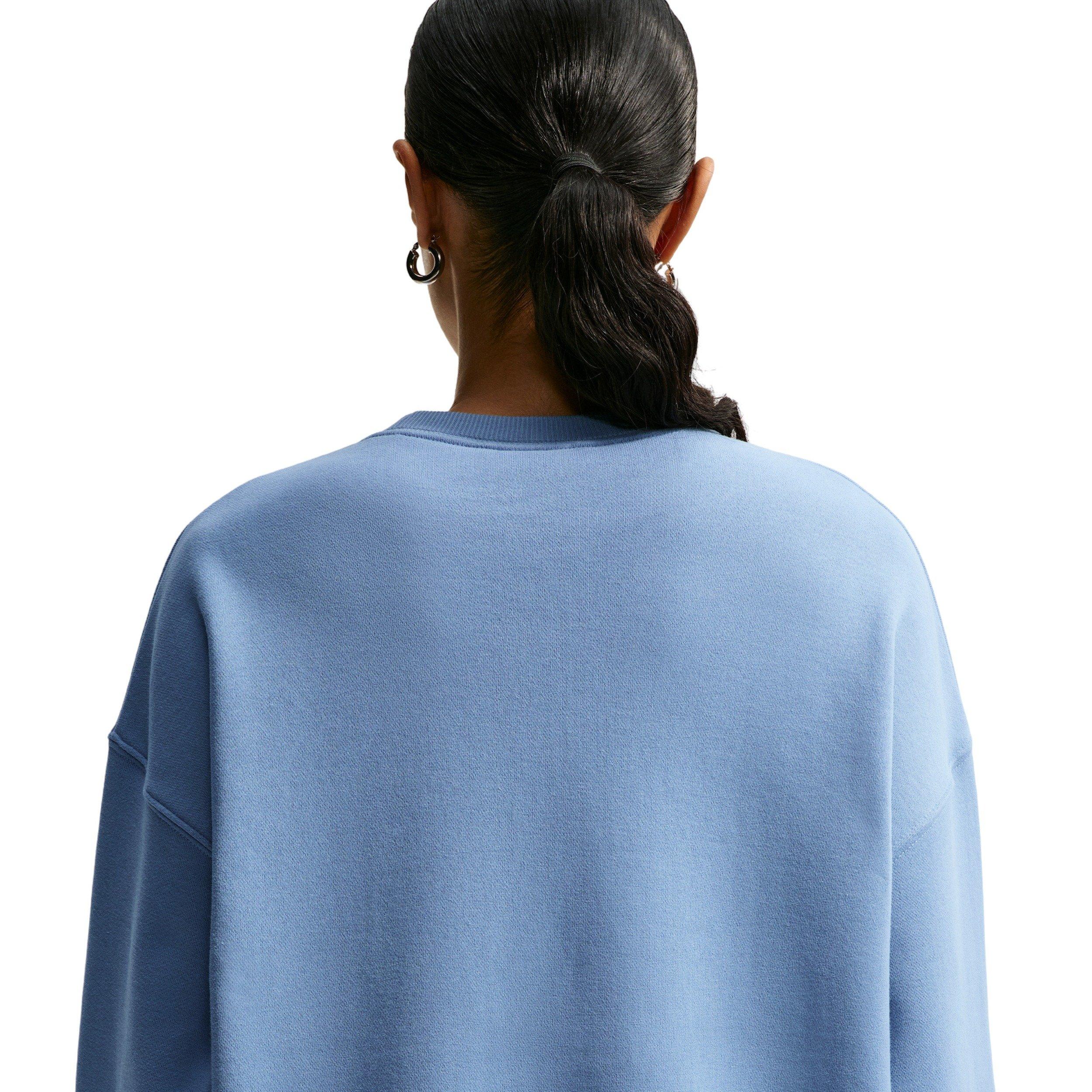 Nike Women's Studio Fleece Med-Weight Oversized Crew - BLUE Thumbnail View 2
