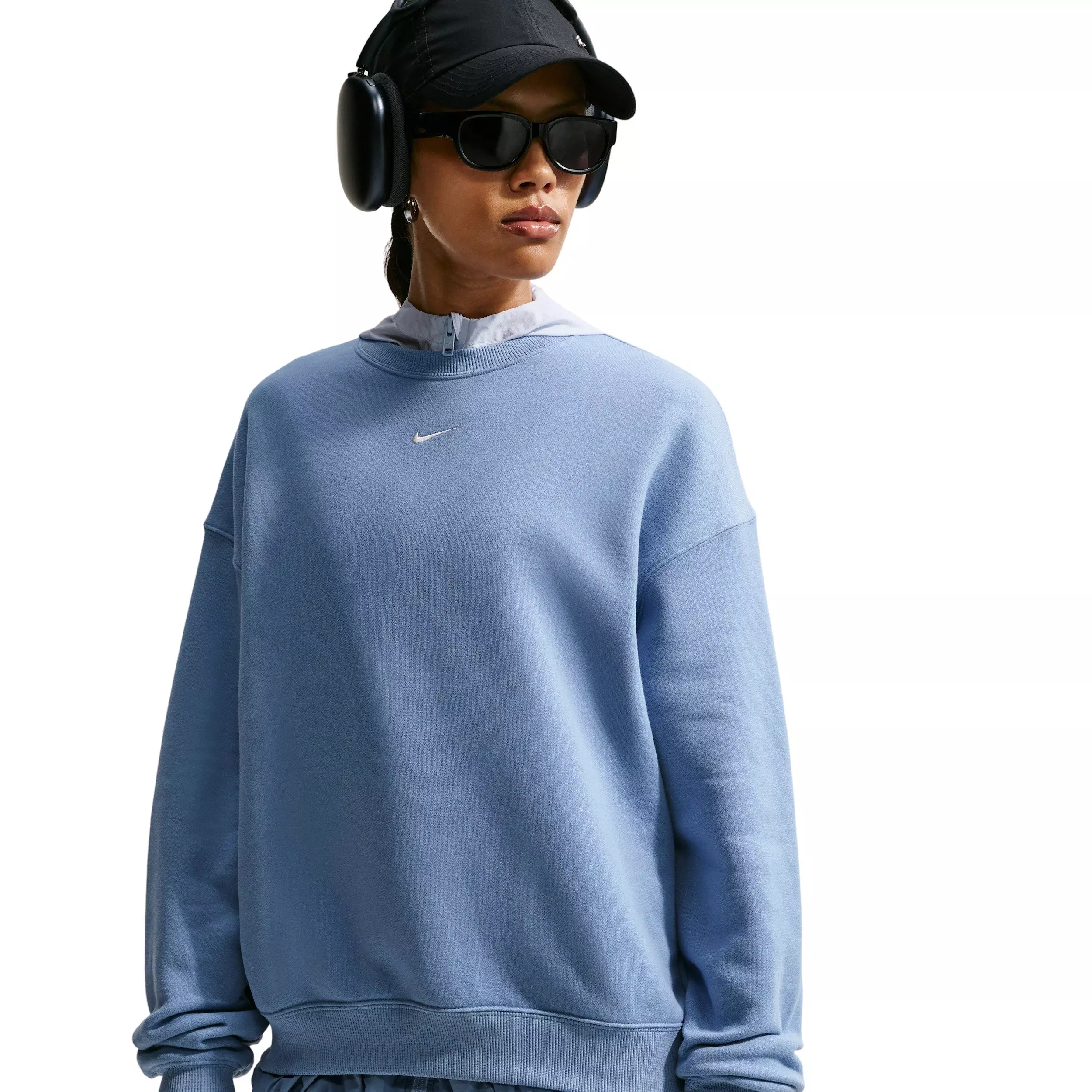 Nike Women's Studio Fleece Med-Weight Oversized Crew - BLUE