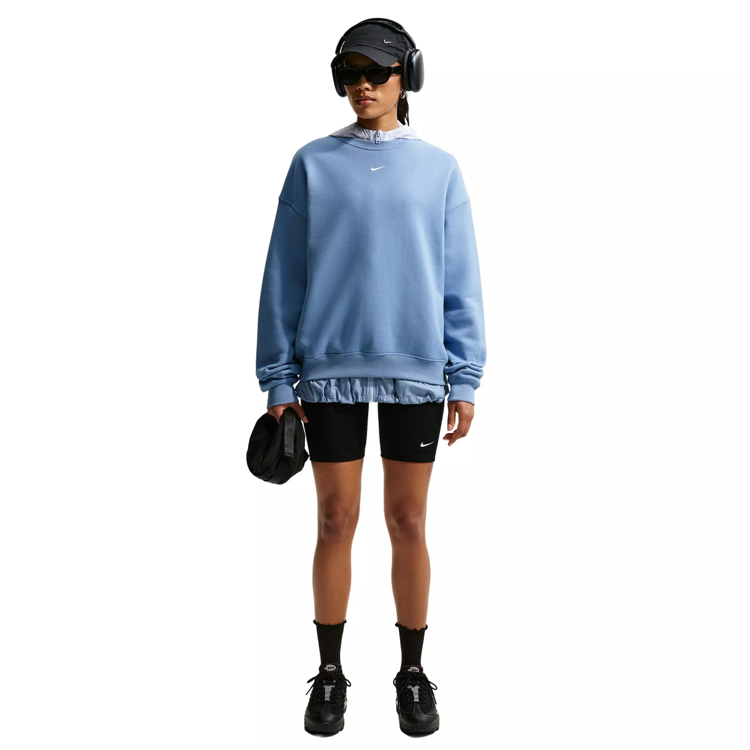 Nike Women's Studio Fleece Med-Weight Oversized Crew - BLUE
