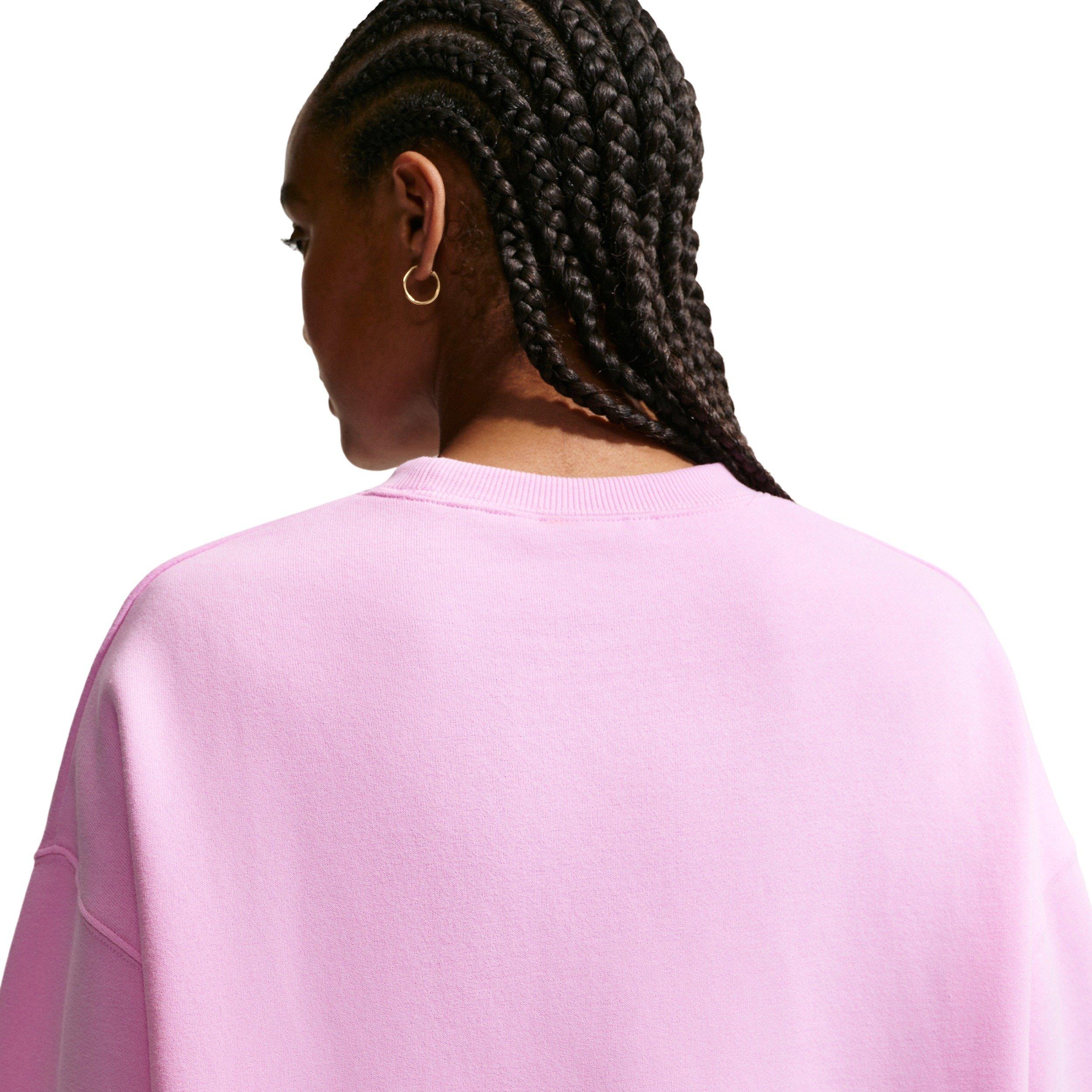 Nike Women's Studio Fleece Med-Weight Oversized Crew - PINK Thumbnail View 2