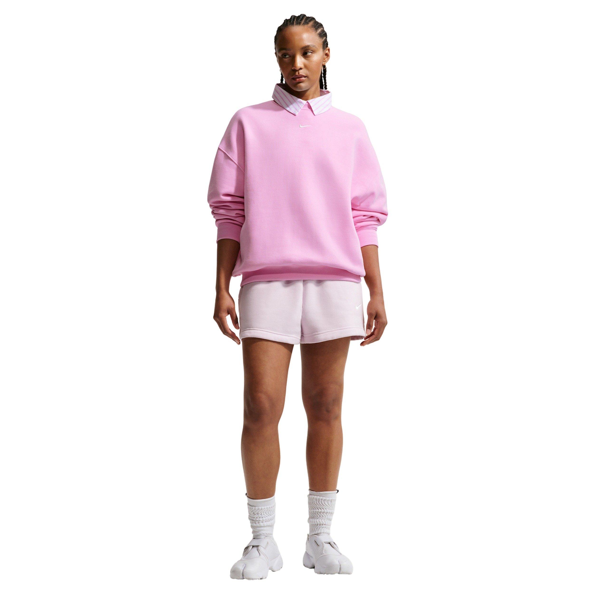 Nike Women's Studio Fleece Med-Weight Oversized Crew - PINK Thumbnail View 4