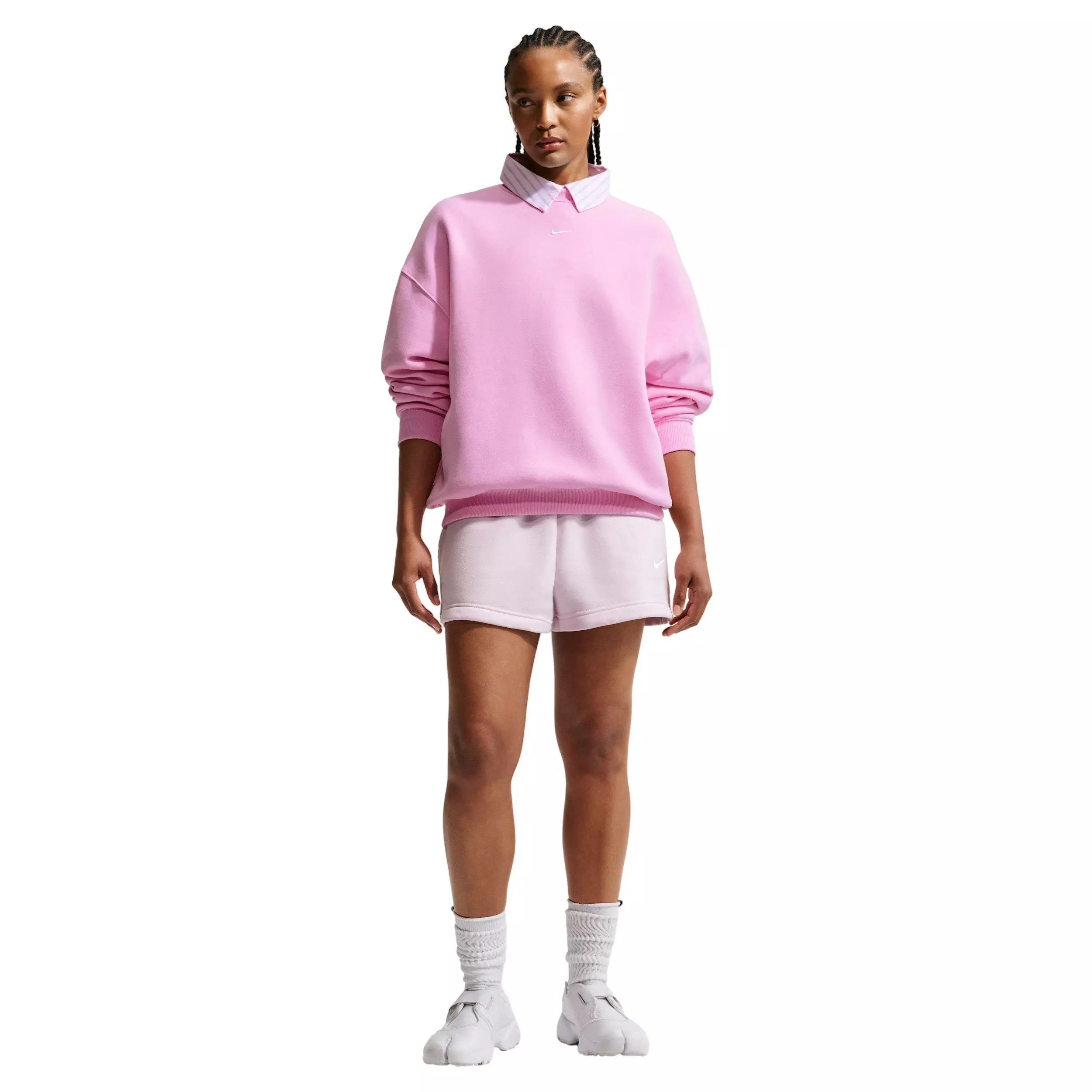 Nike Women's Studio Fleece Med-Weight Oversized Crew - PINK