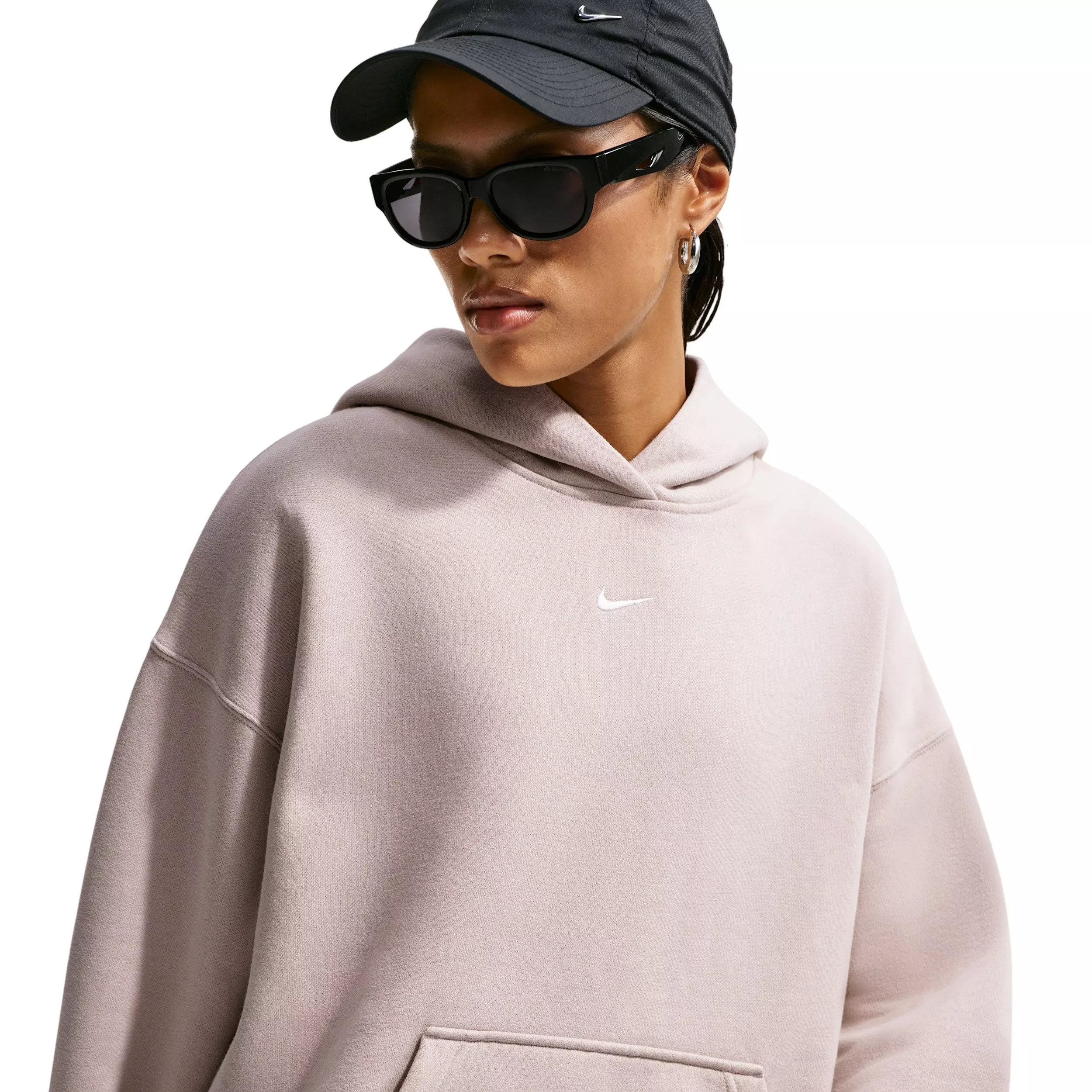 Nike Women's Studio Fleece Medium Weight Oversized Pullover Hoodie - CREAM