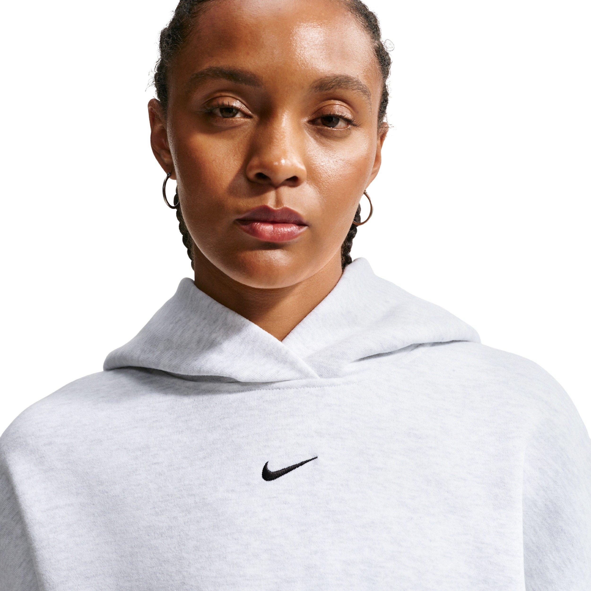Nike Women's Studio Fleece Medium Weight Oversized Pullover Hoodie - BROWN/BLACK Thumbnail View 3