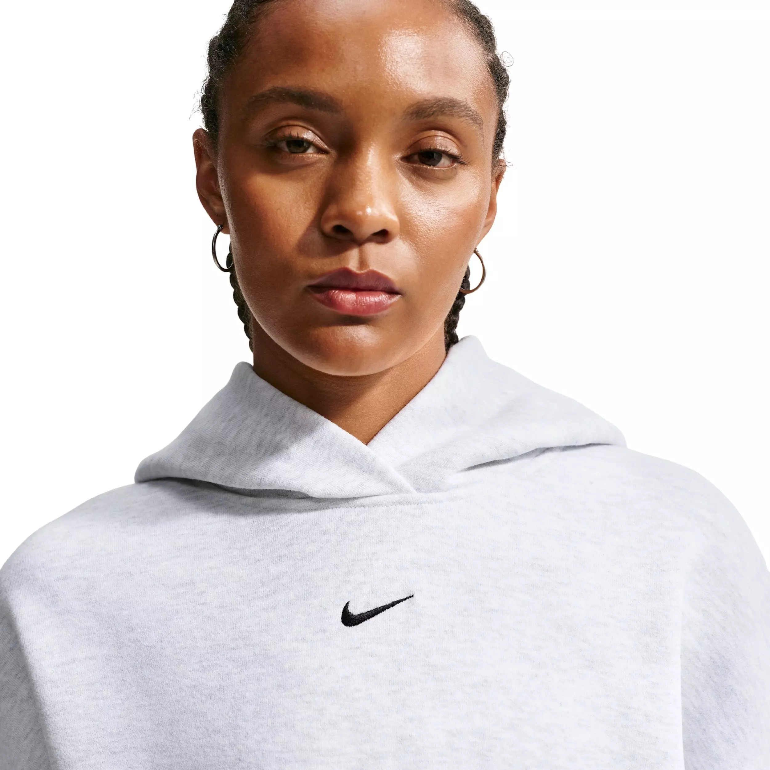 Nike Women's Studio Fleece Medium Weight Oversized Pullover Hoodie - BROWN/BLACK